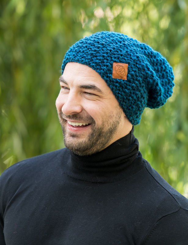 Czapka zimowa slouchy morski