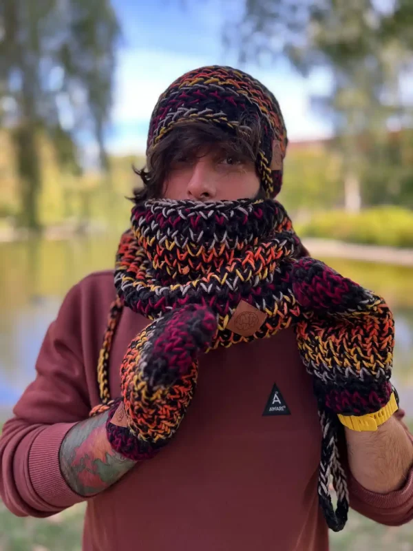 Męski mały komin MERINO 50% ,,Ciemna jesień" 6 GLOWNE meski zimowy buff