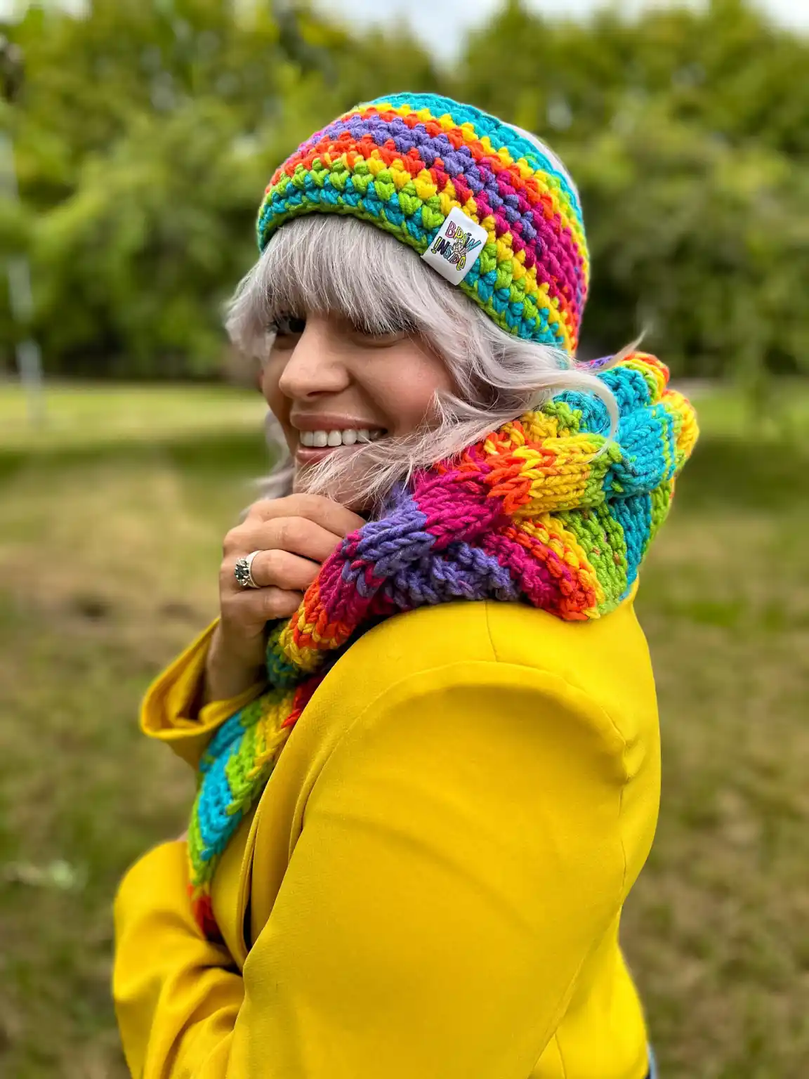 OPASKA podszyta polarem ,,Tęcza" 33 GLOWNE opaska handmade