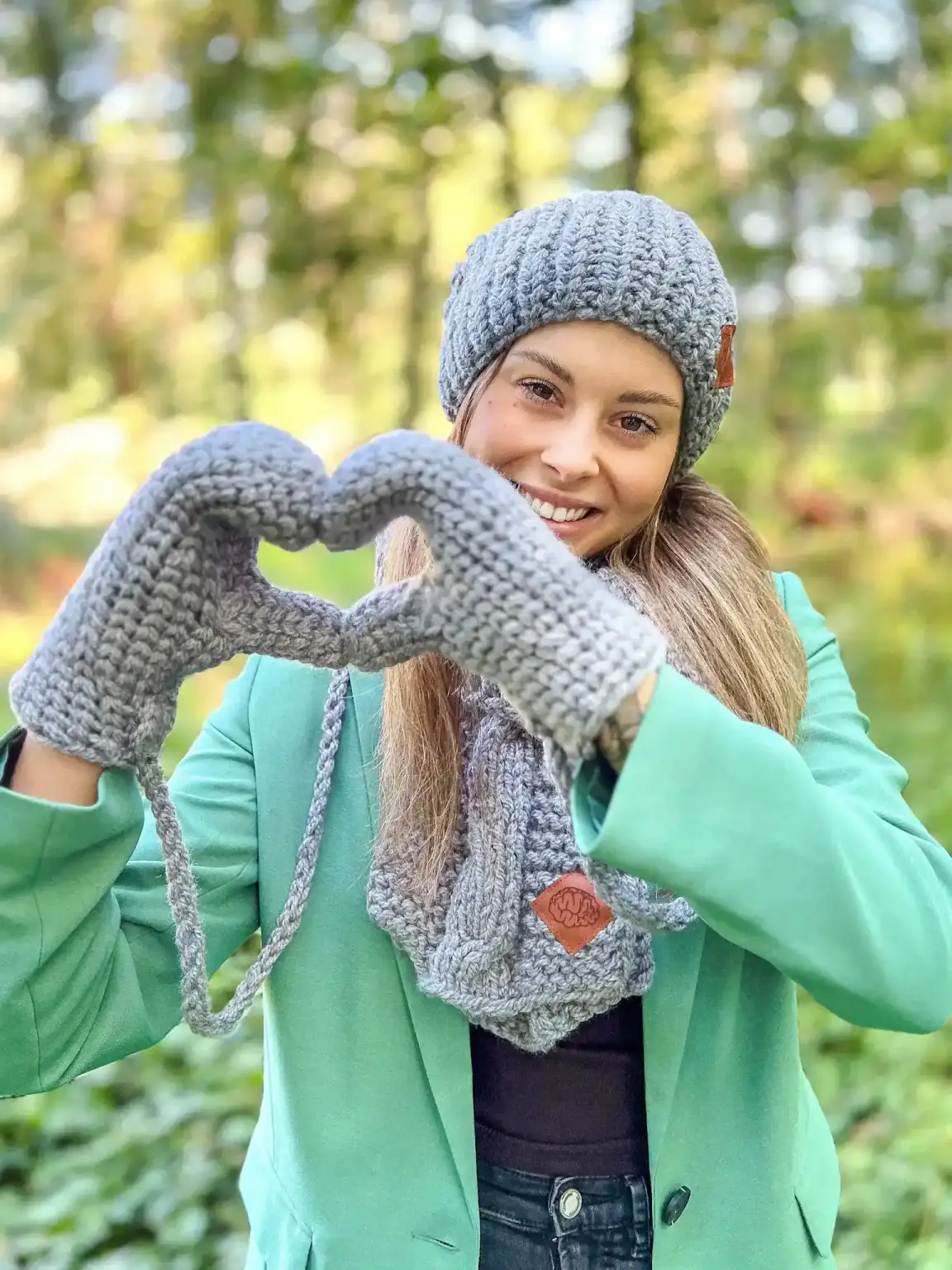 Rękawiczki handmade ze sznureczkiem ,,Szary" 36 Glowne 2 2