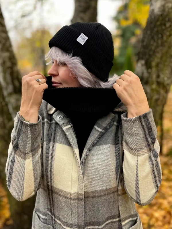 Bawełniany mały komin "Czarny” 7 Glowne Komin all season damski