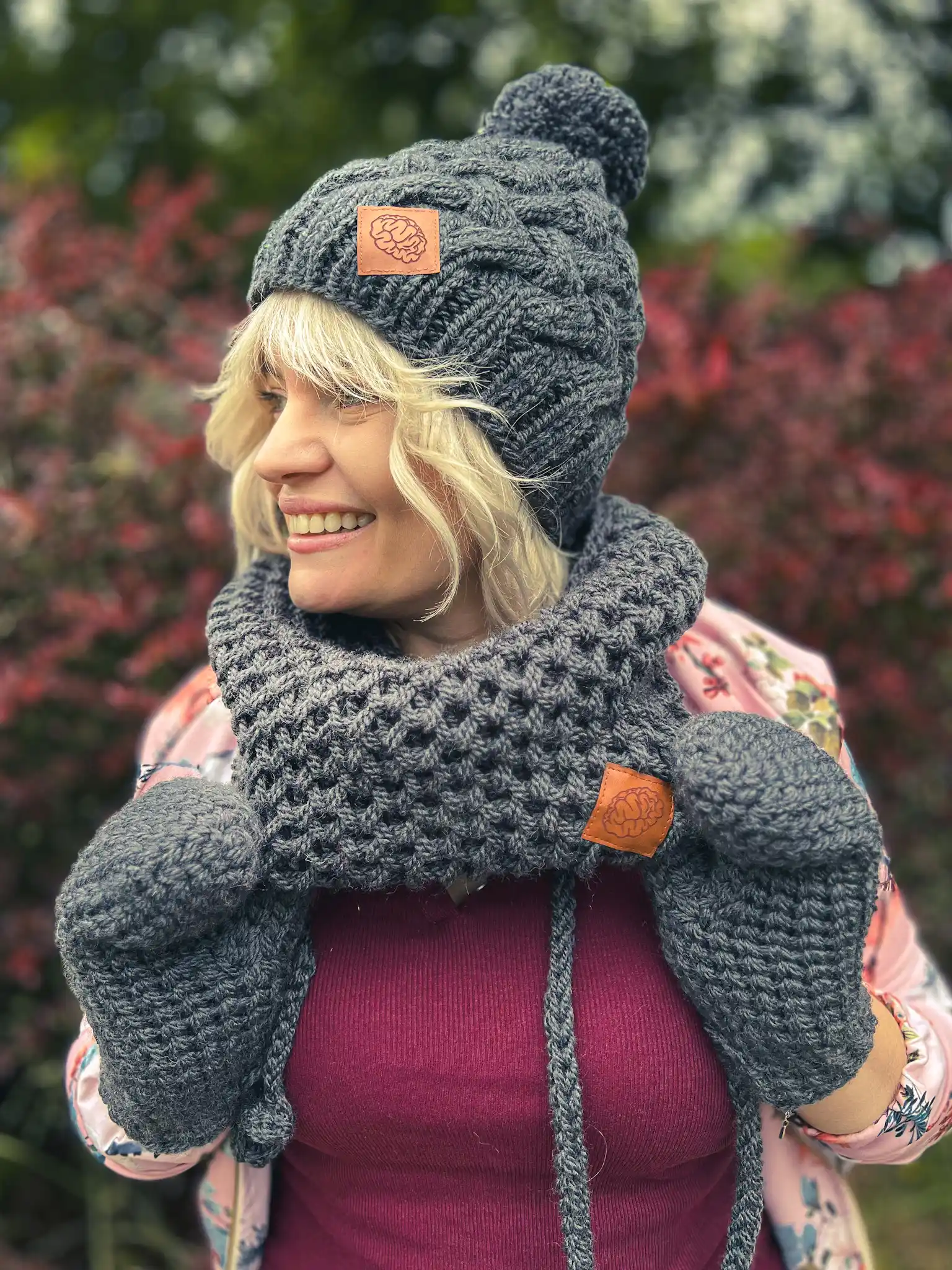 Mały komin handmade "Ciemny szary" 47 Komin zimowy merino welna
