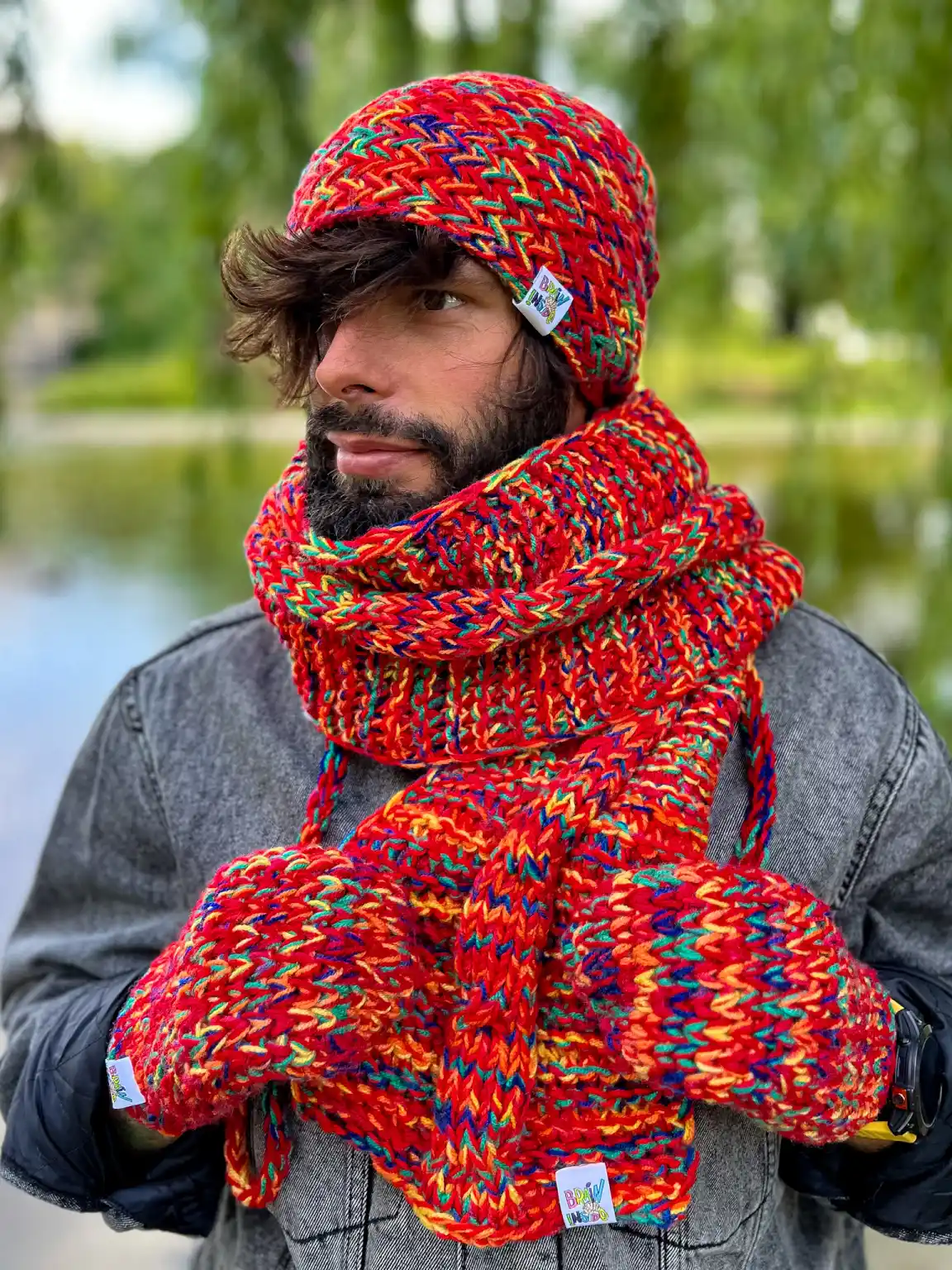 Męska czapka MERINO 50% EXPLORER ,,Czerwienie" 232 Prosta meska czapka handmade 1