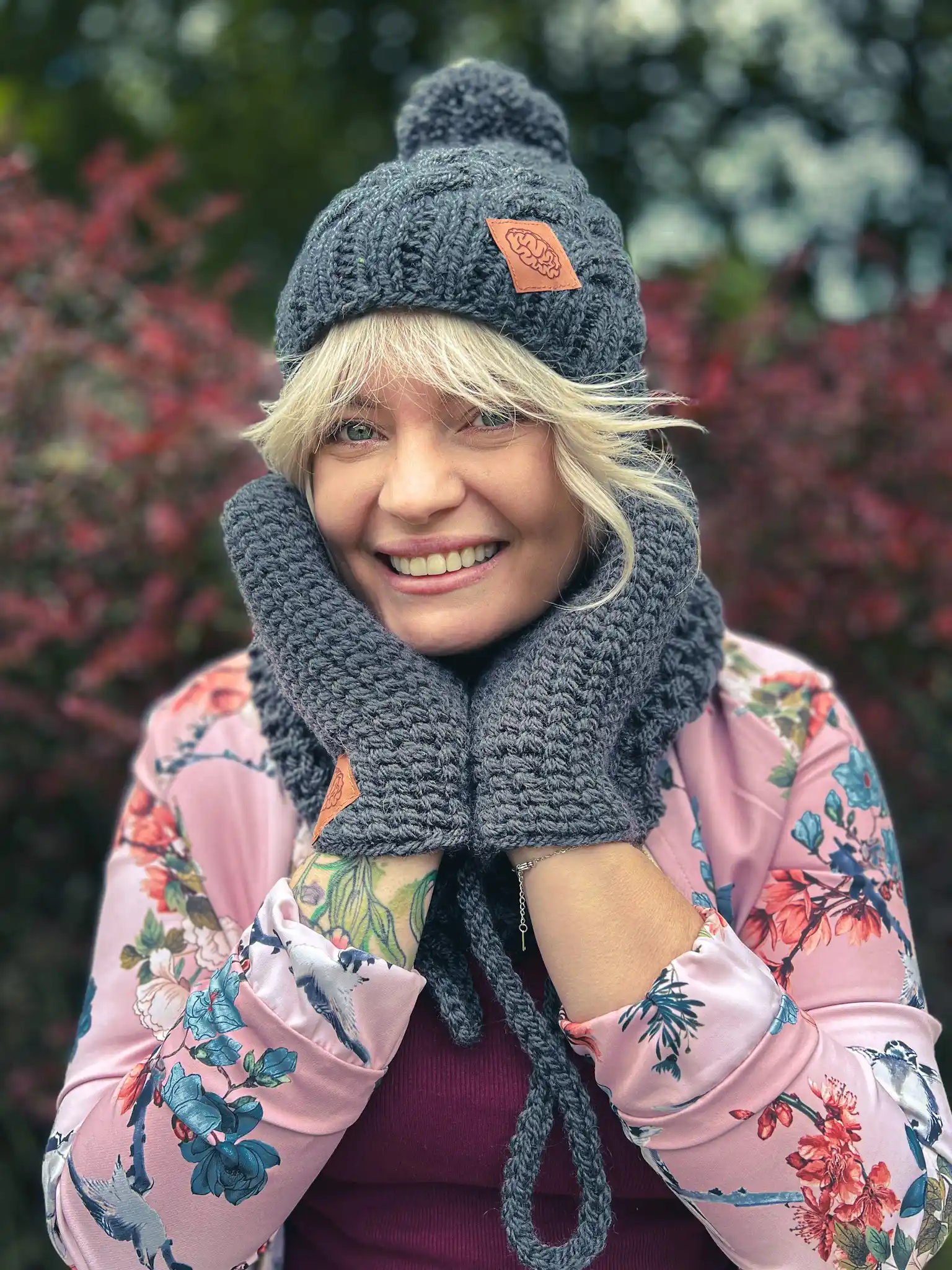 Rękawiczki handmade ze sznureczkiem ,,Ciemny szary" 30 Rekawiczki z jednym palcem