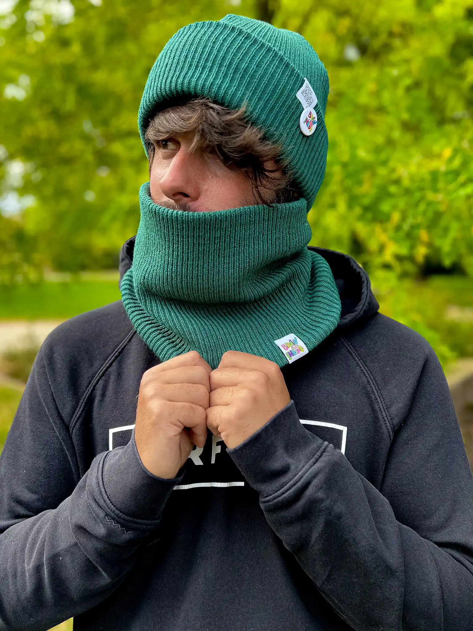 Męski komin zimowy "Zielony" 44 Stylowy komin zimowy męski