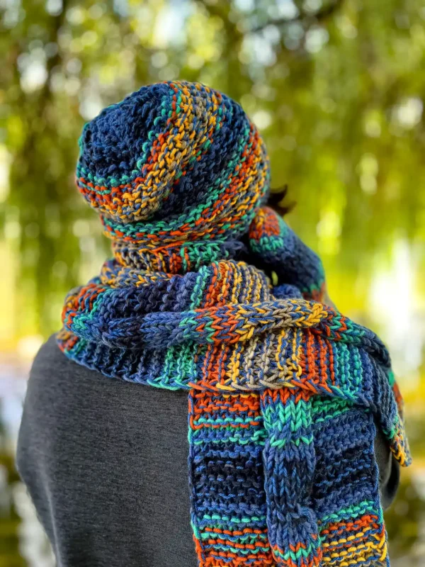 Męski szal MERINO 50% ,,Górski potok szalik" 13 Stylowy szal handmade dla mezczyzny