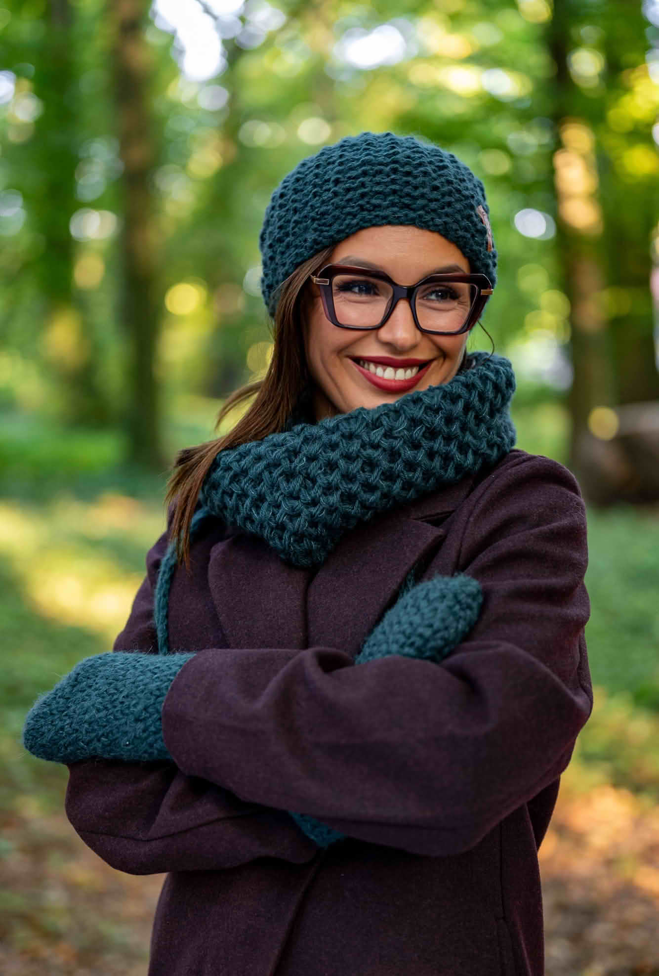 Czapka ALPAKA Neverland "ZIELONY" + podszewka JEDWAB 137 ZIELONY KOMIN MERINO