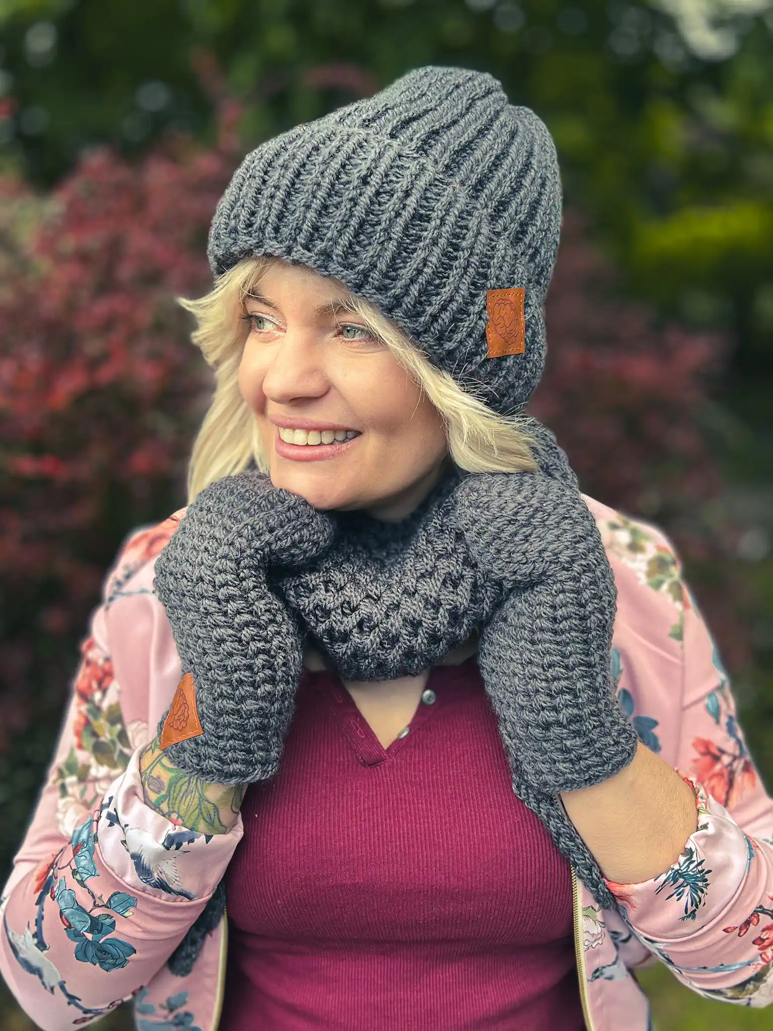 Mały komin handmade "Ciemny szary" 48 Zimowy komin z merino