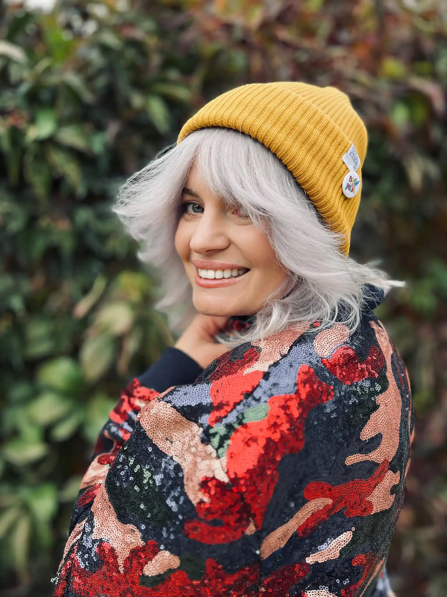 Czapka beanie z bawełny logo kolorowe "Miodowa musztarda" 28 bawelniana czapka beanie polska produkcja