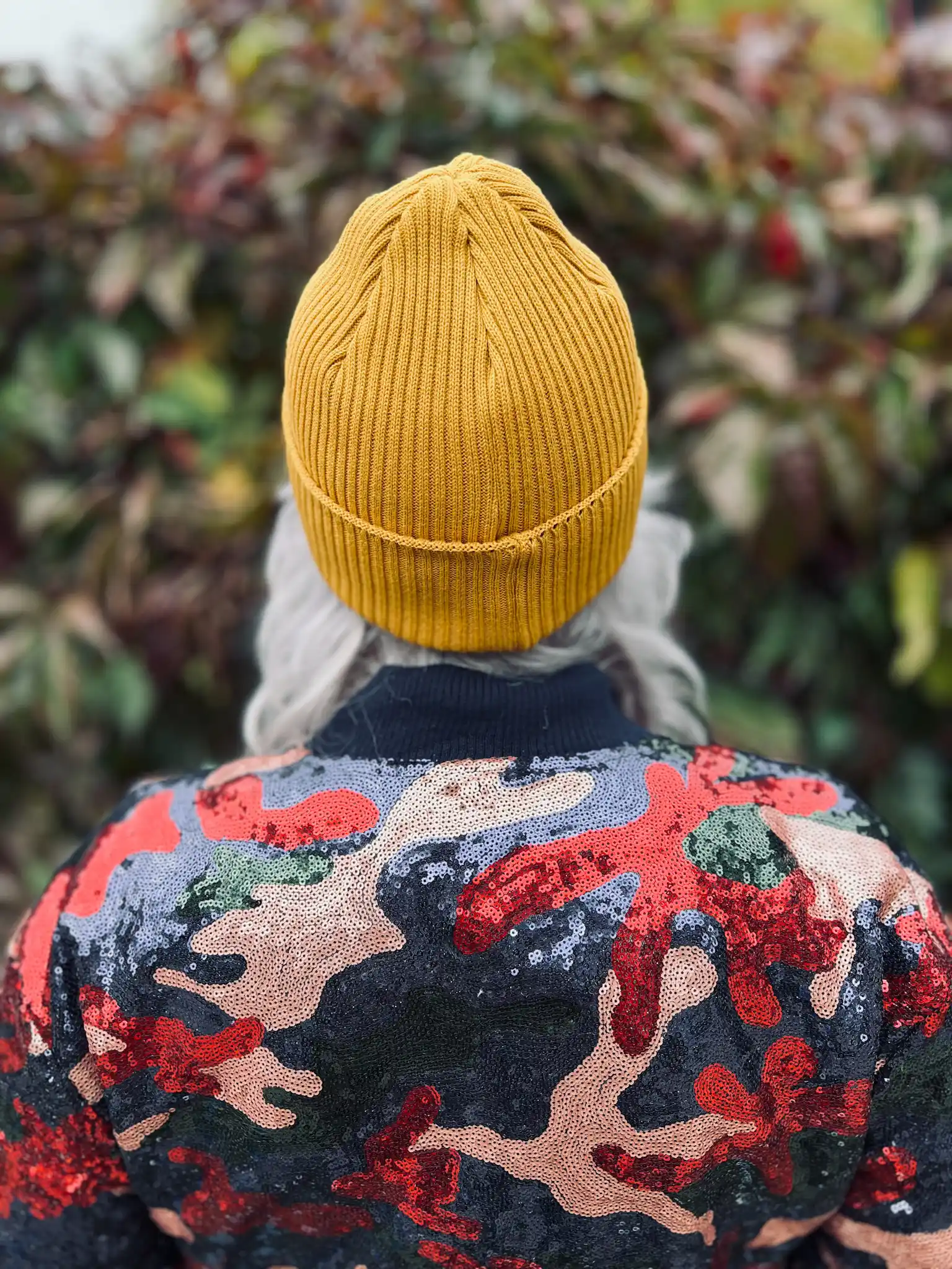 Czapka beanie z bawełny logo kolorowe "Miodowa musztarda" 29 bawelniana czapka dwustronna w kolorze musztardy