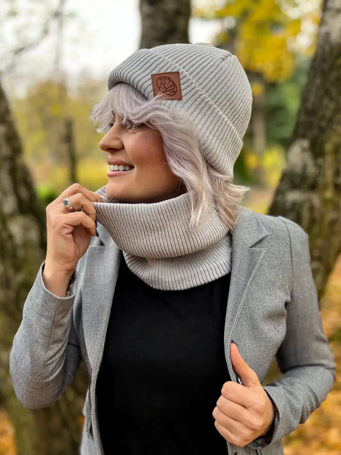 Bawełniana bandana zimowa "Jasny szary” 2 bawelniany budd na wiosne
