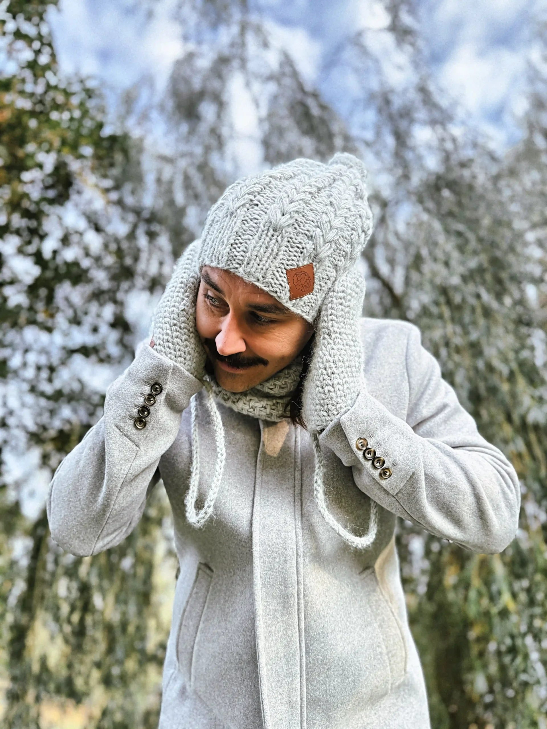 Męska czapka MERINO Smile "Wybielony szary" + podszewka JEDWAB 39 beanie 2 scaled 1