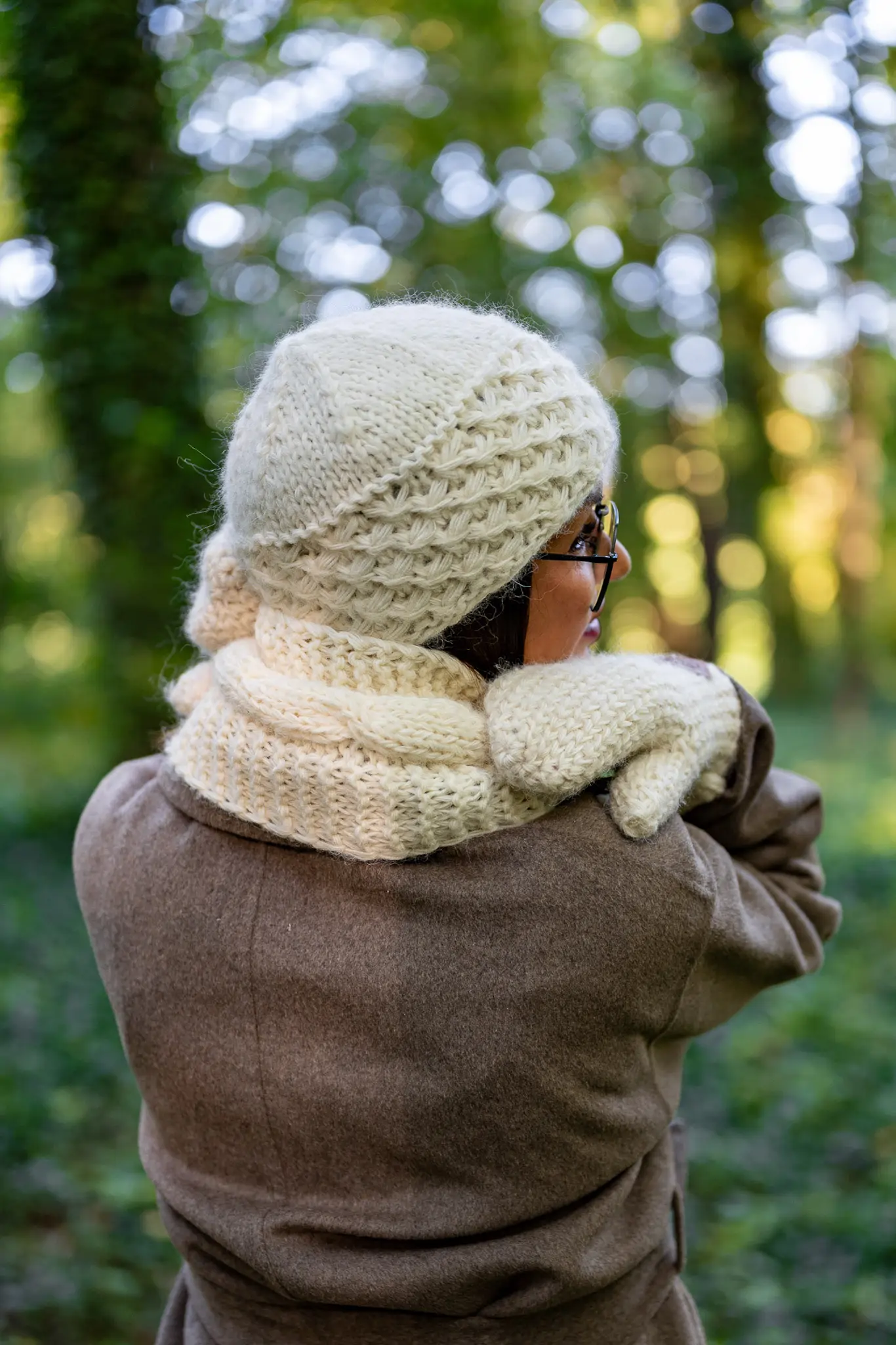 Czapka MERINO Hope "Beżowy ecru" + podszewka JEDWAB 168 beanie bezowa merino