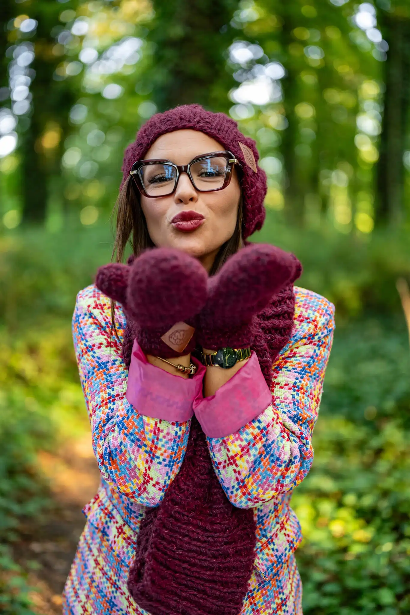 Czapka MERINO Smile "Bordo"+ podszewka JEDWAB 40 beanie z jedwabiem