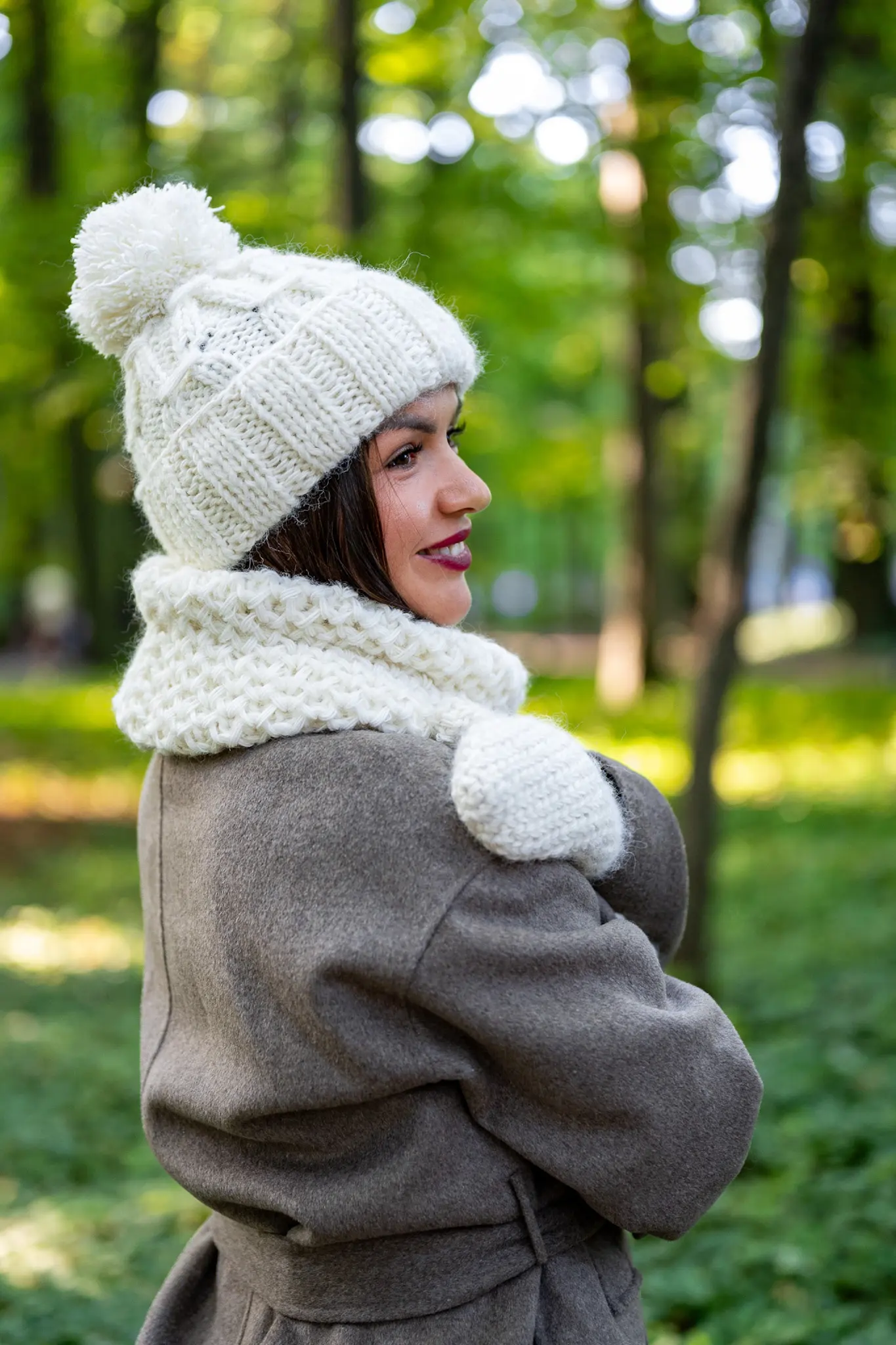 Czapka MERINO Euforia "Beżowy ecru" 12 biala czapka merino 1