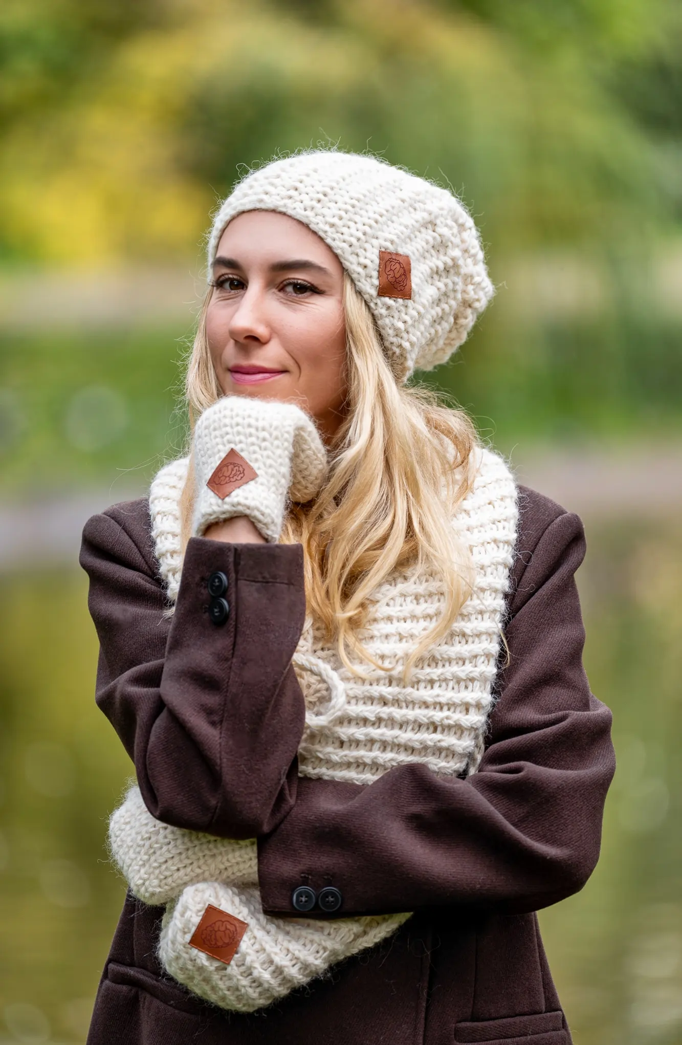 Czapka MERINO Neverland "Ecru" + podszewka JEDWAB 161 biala czapka merino 2
