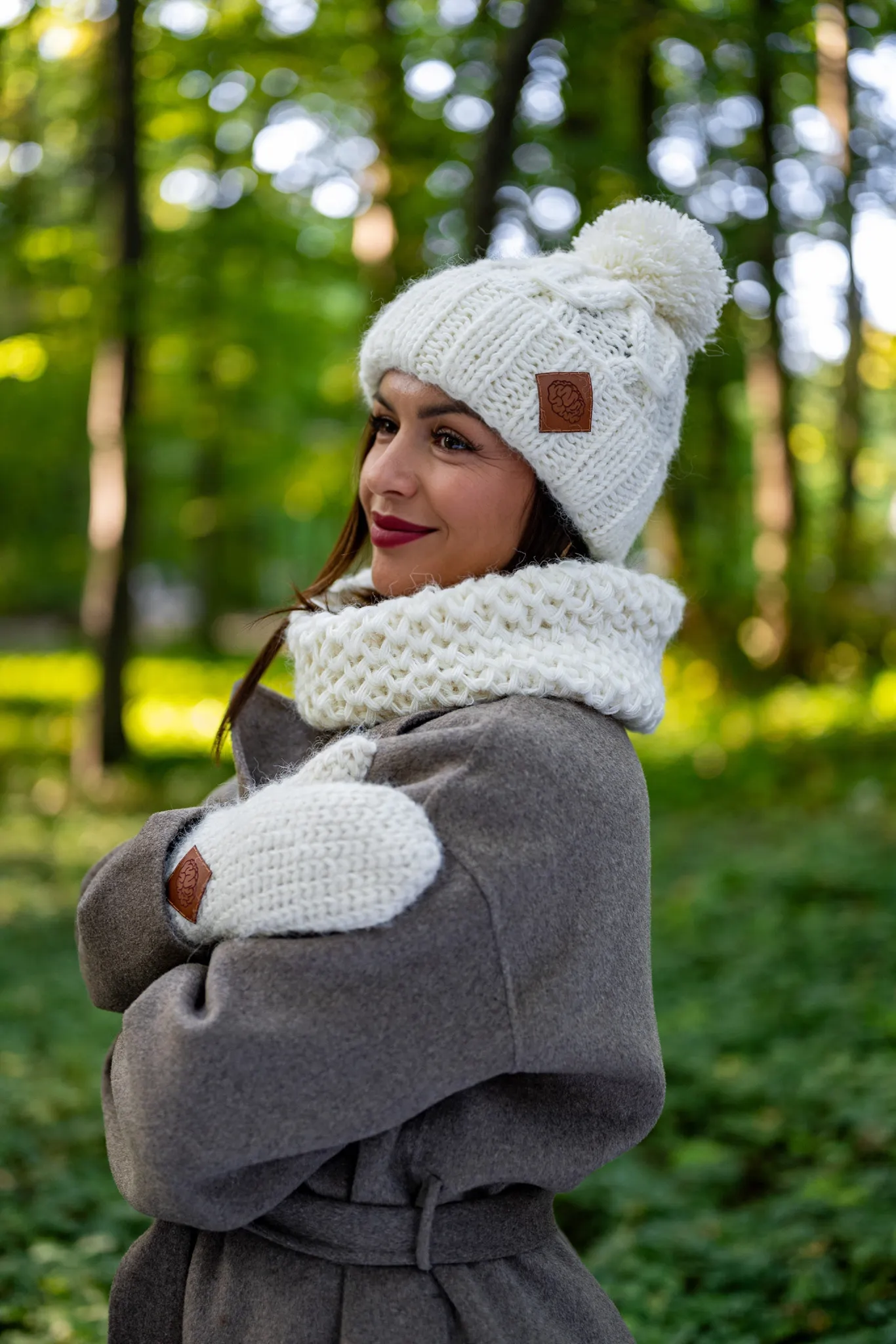 Czapka MERINO Euforia "Beżowy ecru" 11 biala zimowa czapka merino