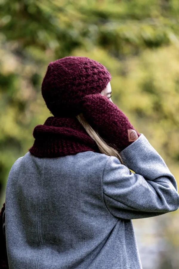 Czapka MERINO Hope "Bordo" + podszewka JEDWAB 15 bordowa beanie merino
