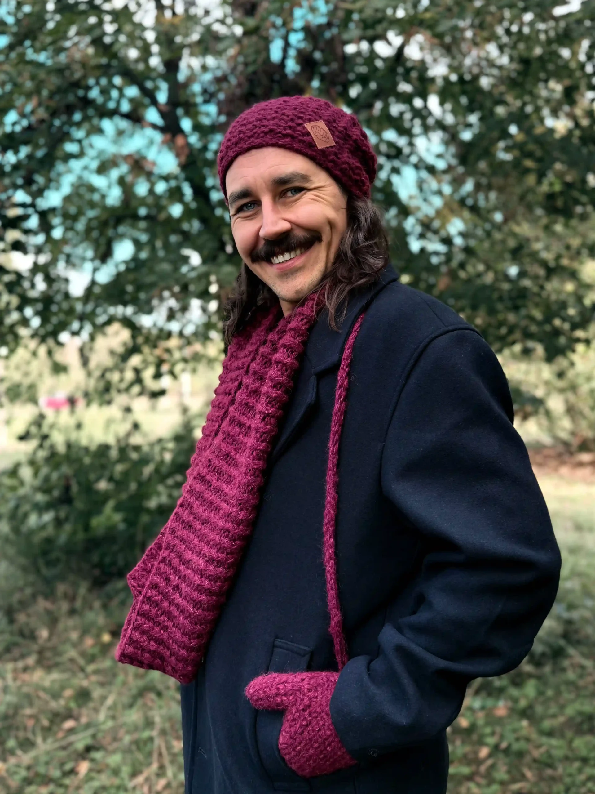 Męska czapka MERINO Neverland "Bordo" + podszewka JEDWAB 52 bordowa czapka merino scaled 1