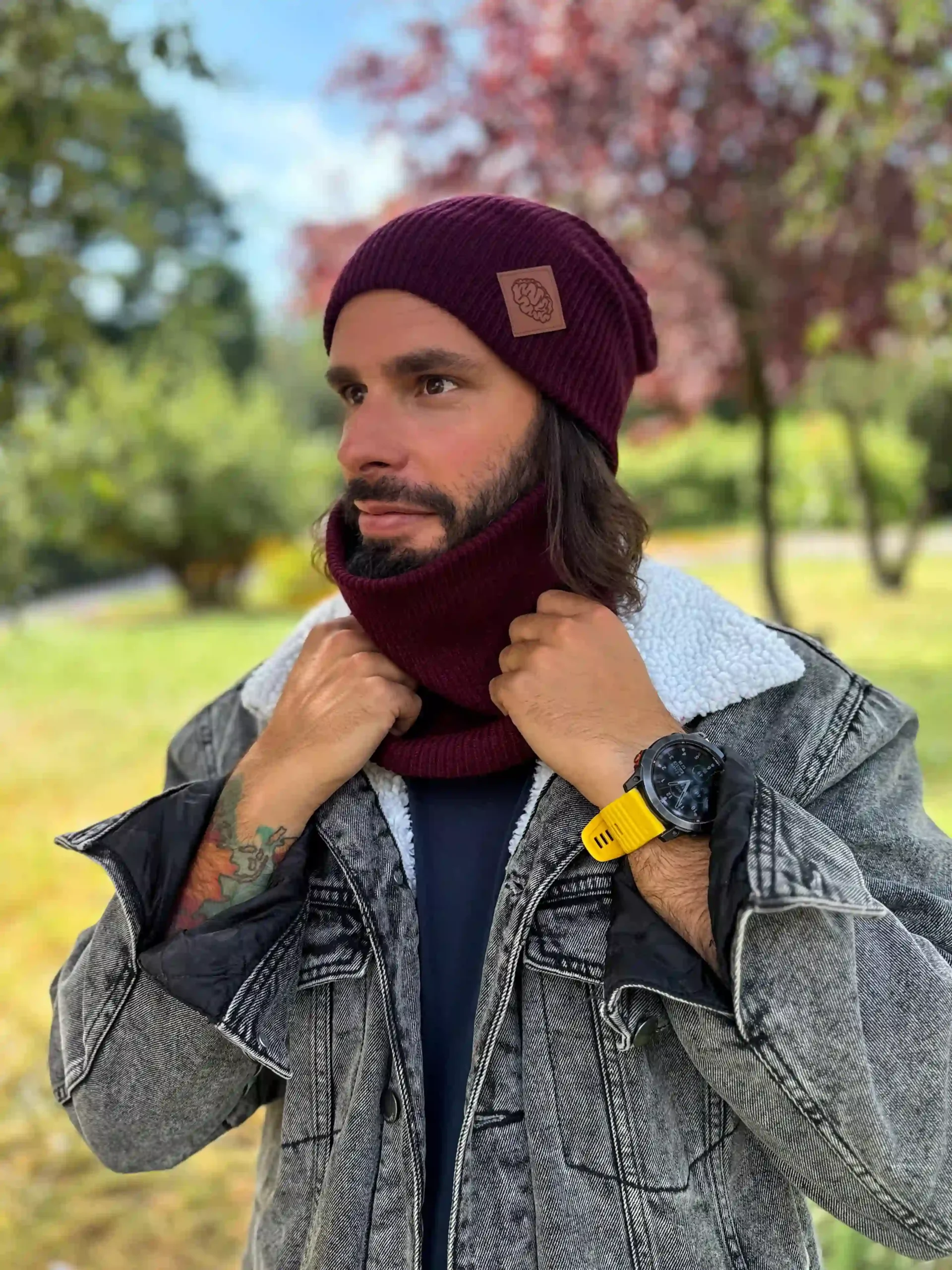 Męski zimowy komin "Bordo" 67 bordowa czapka meska zimowa scaled 1