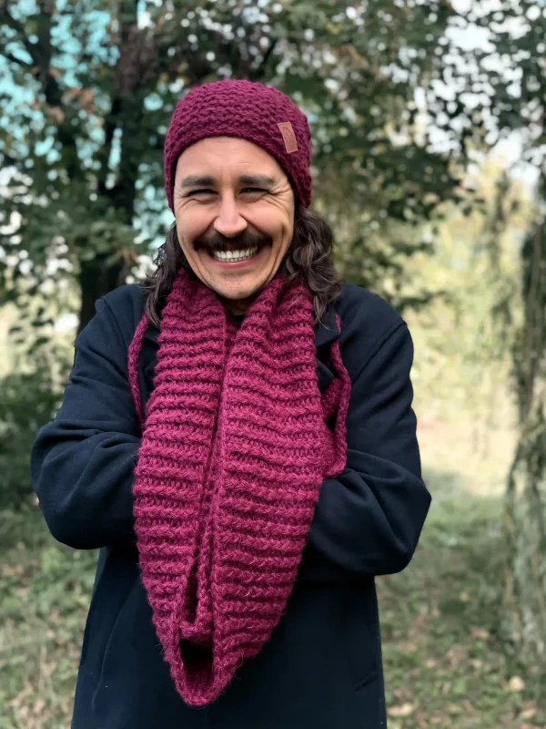 Męska czapka MERINO Neverland "Bordo" + podszewka JEDWAB 14 bordowa czapka zimowa merino scaled 1