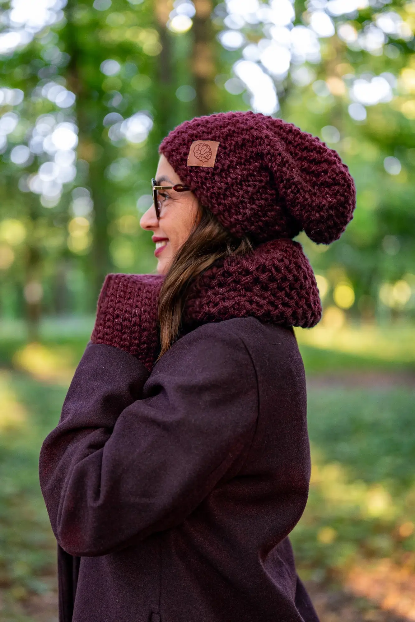 Mały komin MERINO "Bordo" 31 bordowe rekawiczki merino 1
