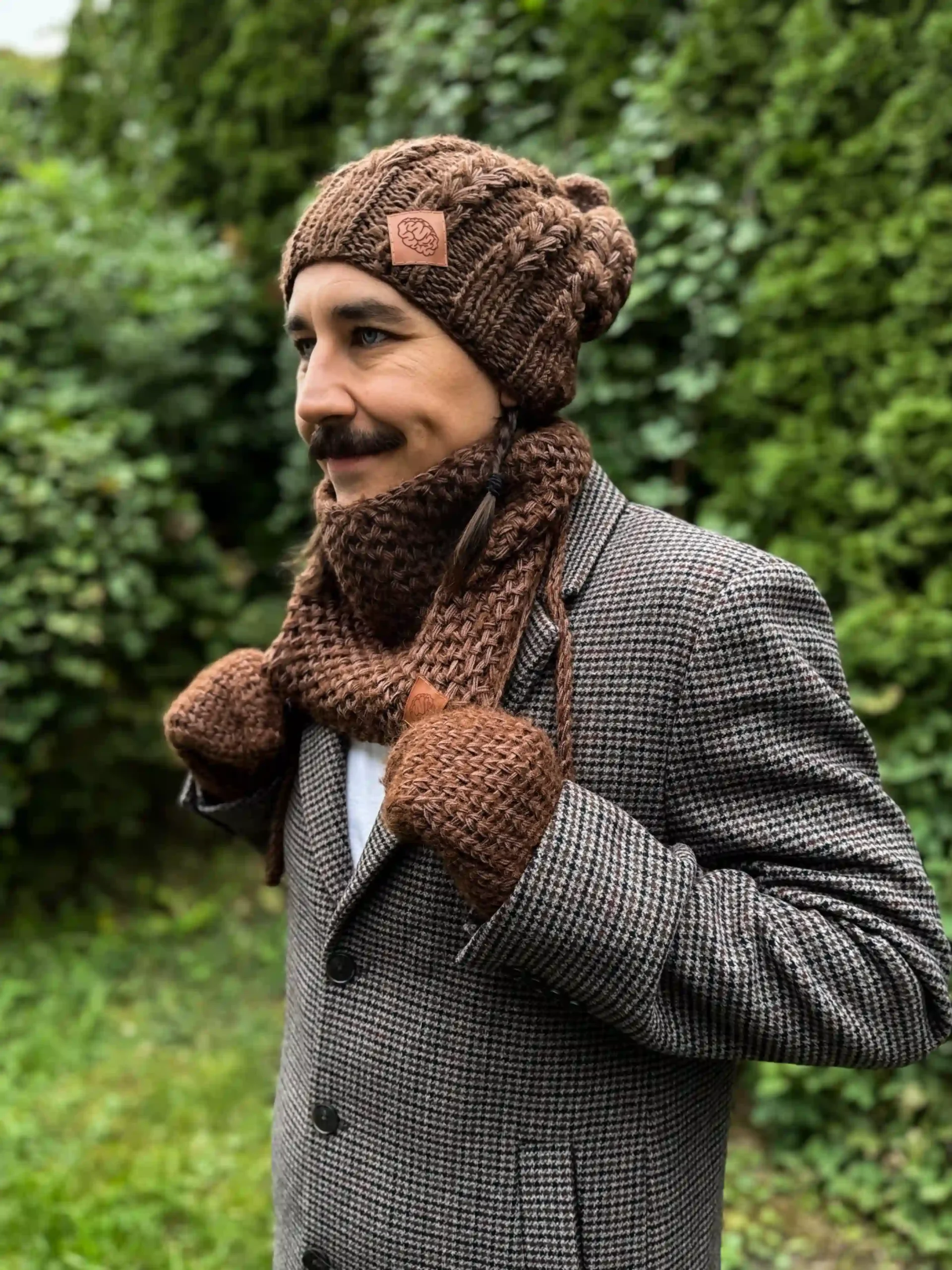 Męska czapka MERINO Smile "Brąz" + podszewka JEDWAB 17 brazowa czapka merino meska scaled 1
