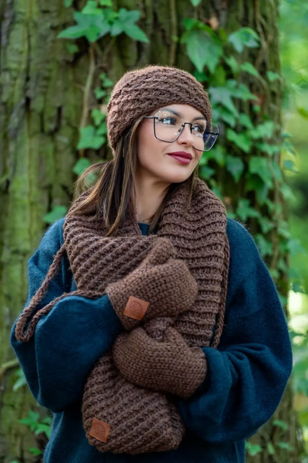 Czapka MERINO Hope "Brązowy" + podszewka JEDWAB 13 brazowa czapka zimowa 1