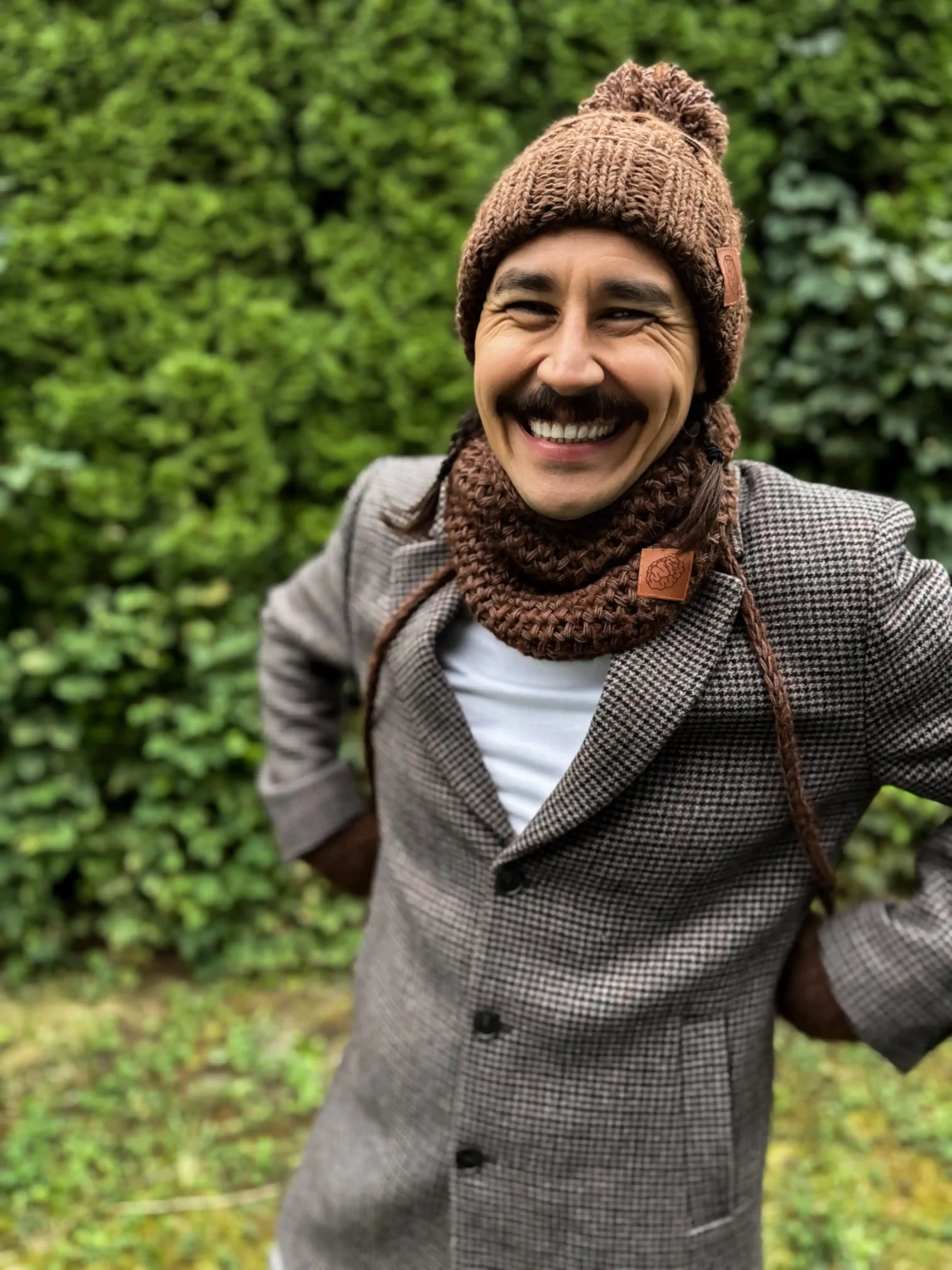 Męski mały komin MERINO "Brąz" 55 brazowy meski szalik merino scaled 1