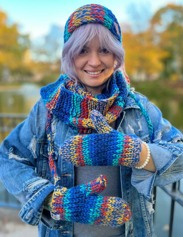 Rękawiczki MERINO 50% ,,Górski potok" 14 cieple rekawiczki handmade jednopalczaste scaled 1
