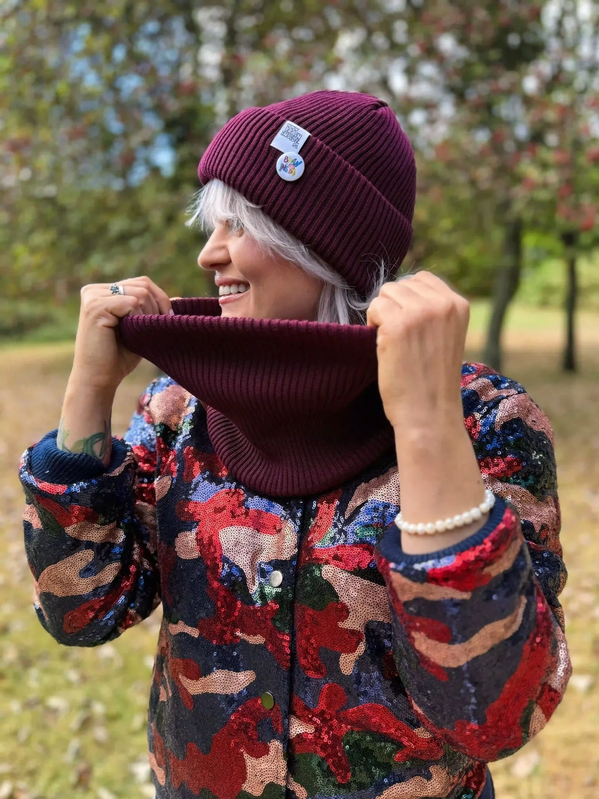 Czapka beanie z bawełny logo kolorowe "Bordo" 187 czapka beanie bawelna bordo scaled 1
