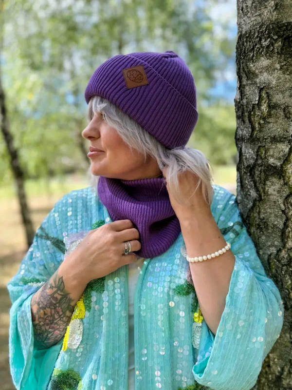 Bawełniany mały komin "Fiolet" 10 czapka beanie bawelniana fioletowa scaled 1