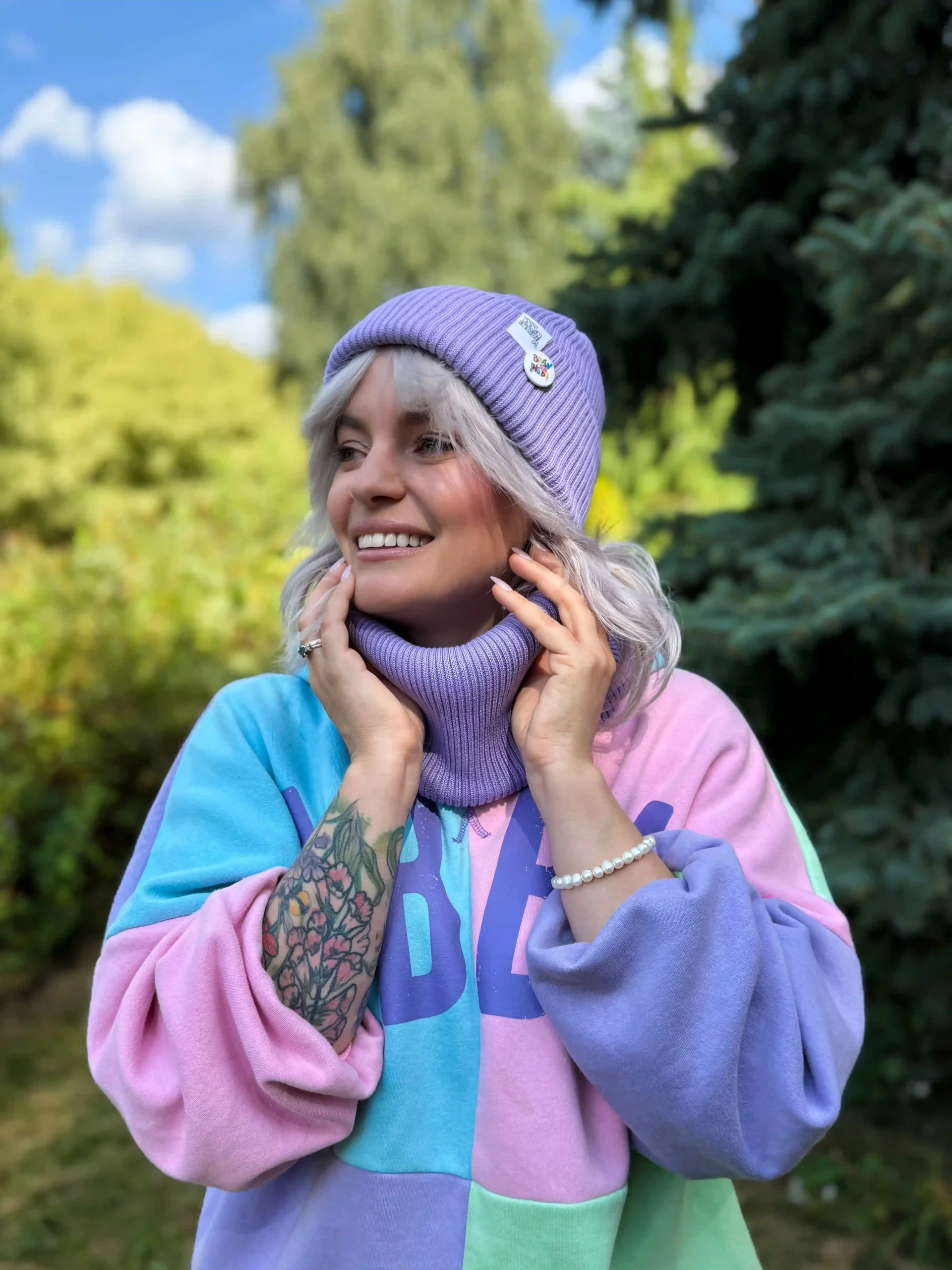 Czapka beanie z bawełny logo kolorowe "Jasny fiolet" 189 czapka beanie bawelniana scaled 1