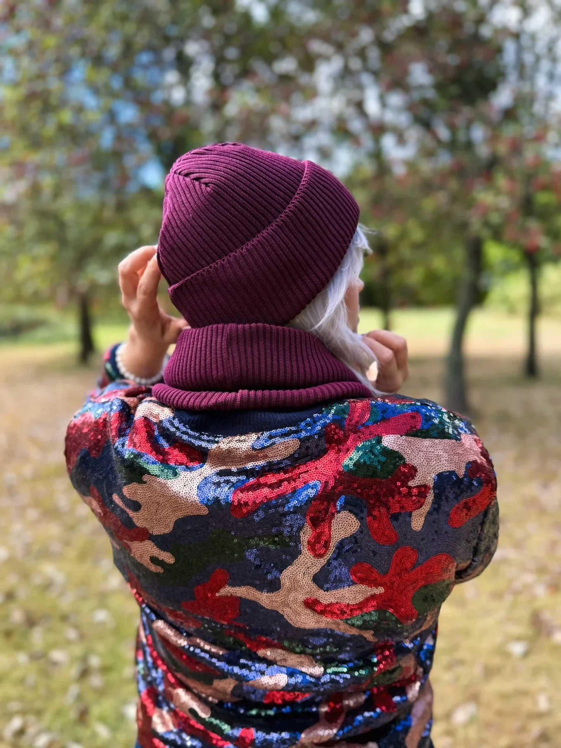 Czapka beanie z bawełny logo kolorowe "Bordo" 188 czapka beanie damska bordo scaled 1