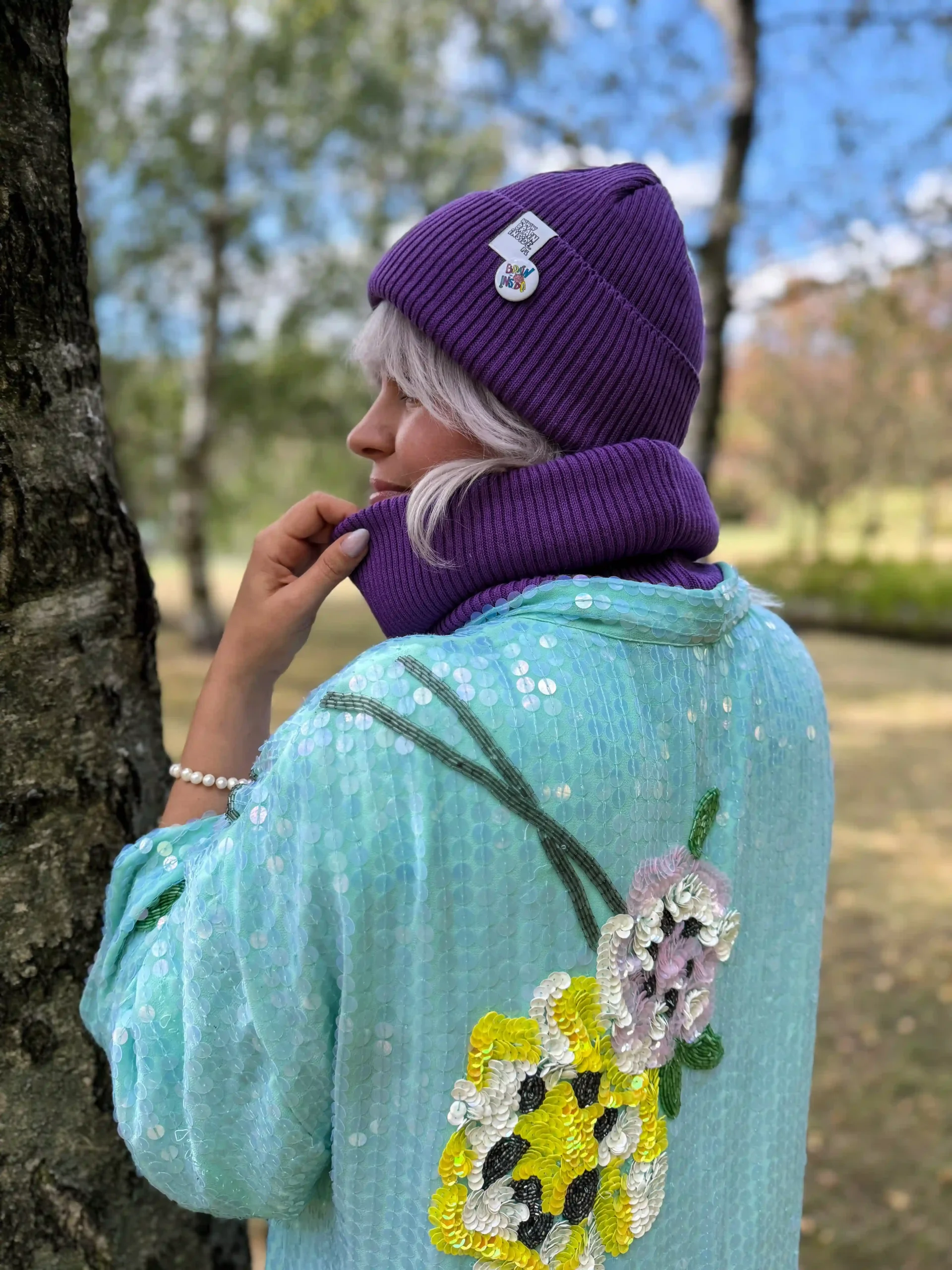 Czapka beanie z bawełny logo kolorowe "Fiolet" 12 czapka beanie fioletowa scaled 1