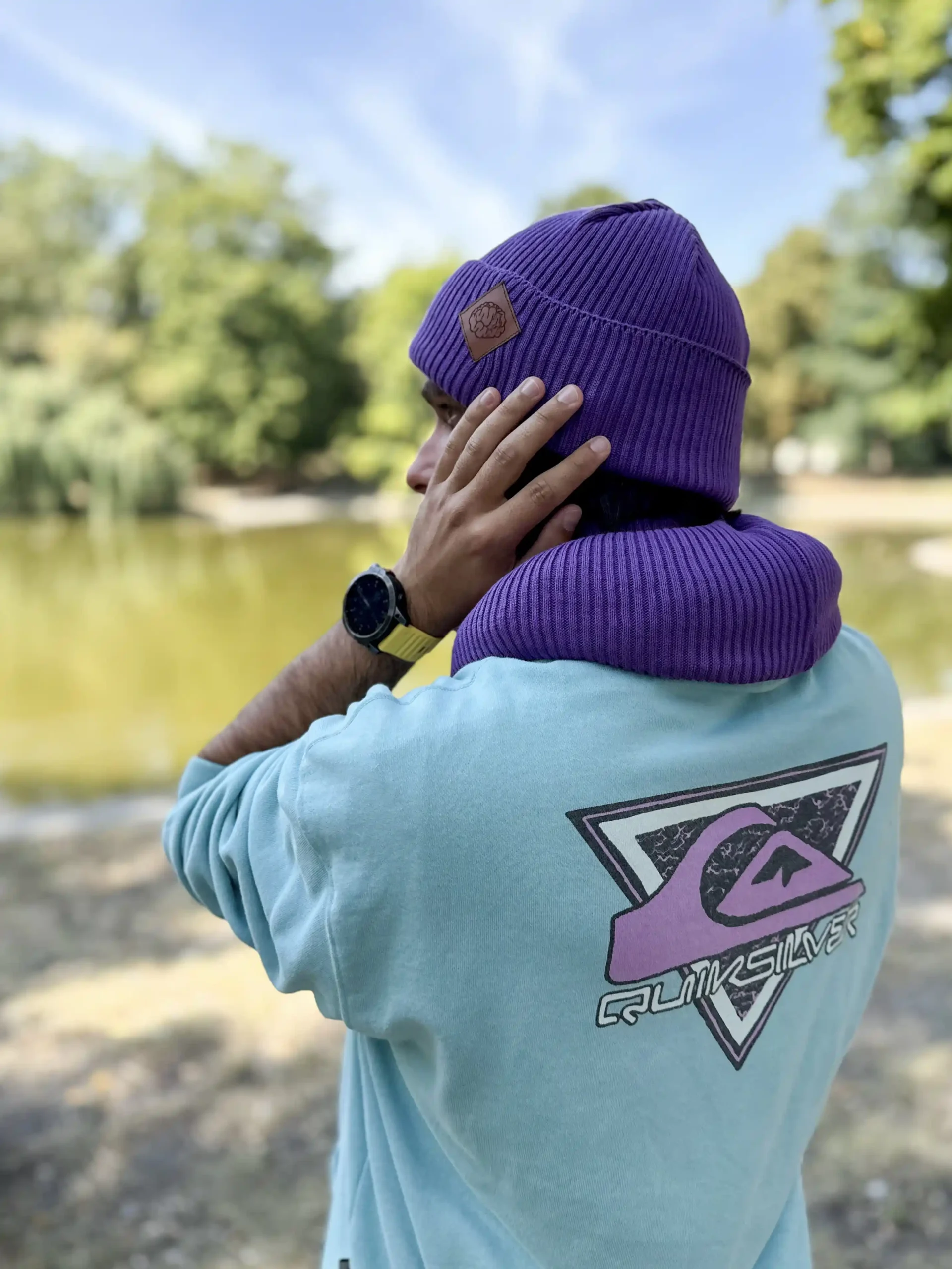 Męska bawełniana czapka beanie logo ekoskórka "Fiolet" 31 czapka beanie meska bawelna scaled 1