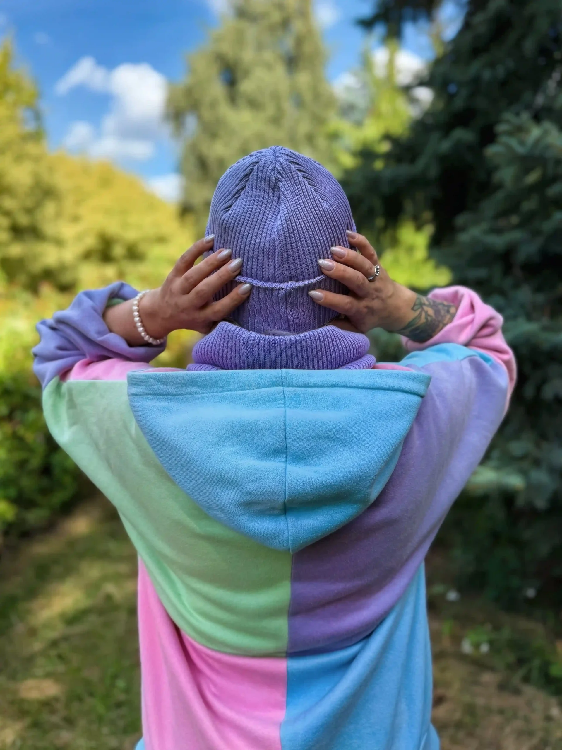 Czapka beanie z bawełny logo kolorowe "Jasny fiolet" 184 czapka beanie sportowa scaled 1