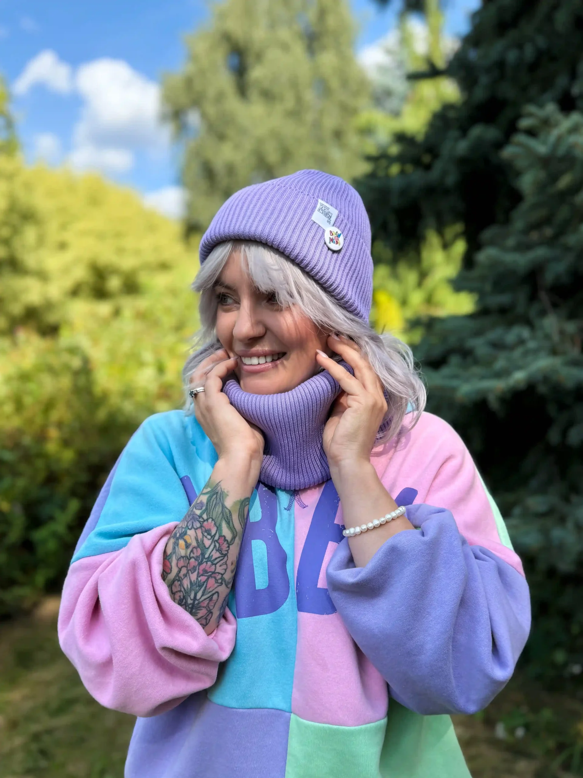 Czapka beanie z bawełny logo kolorowe "Jasny fiolet" 182 czapka beanie unisex scaled 1