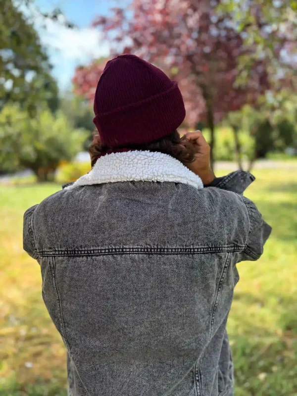Męska czapka beanie logo ekoskórka "Bordo" 13 czapka beannie bordo scaled 1