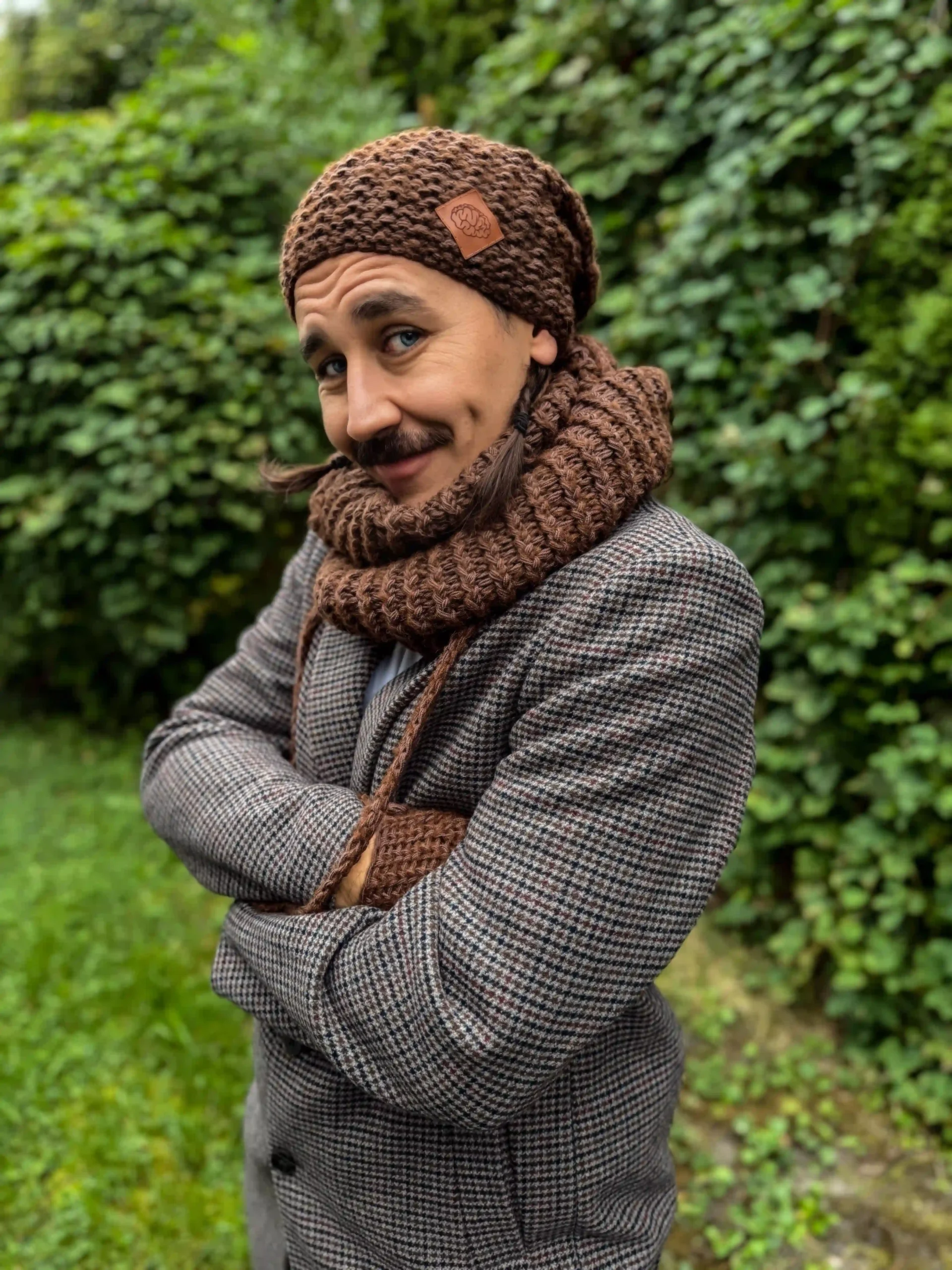 Męska czapka MERINO Neverland "Brąz" + podszewka JEDWAB 60 czapka brazy merynos scaled 1