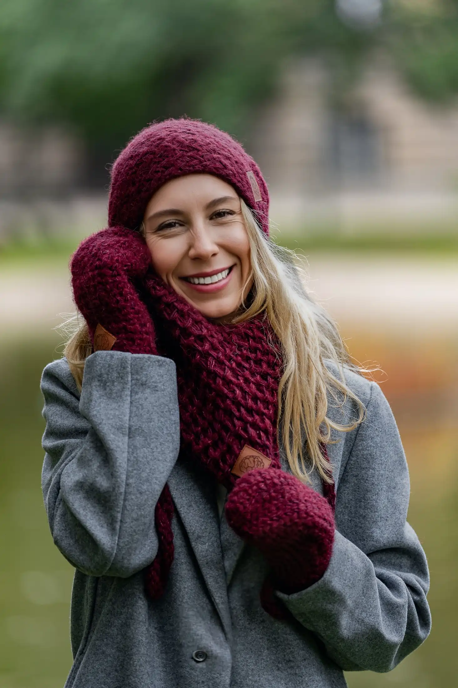 Mały komin MERINO "Bordo" 21 czapka damska bordo merino