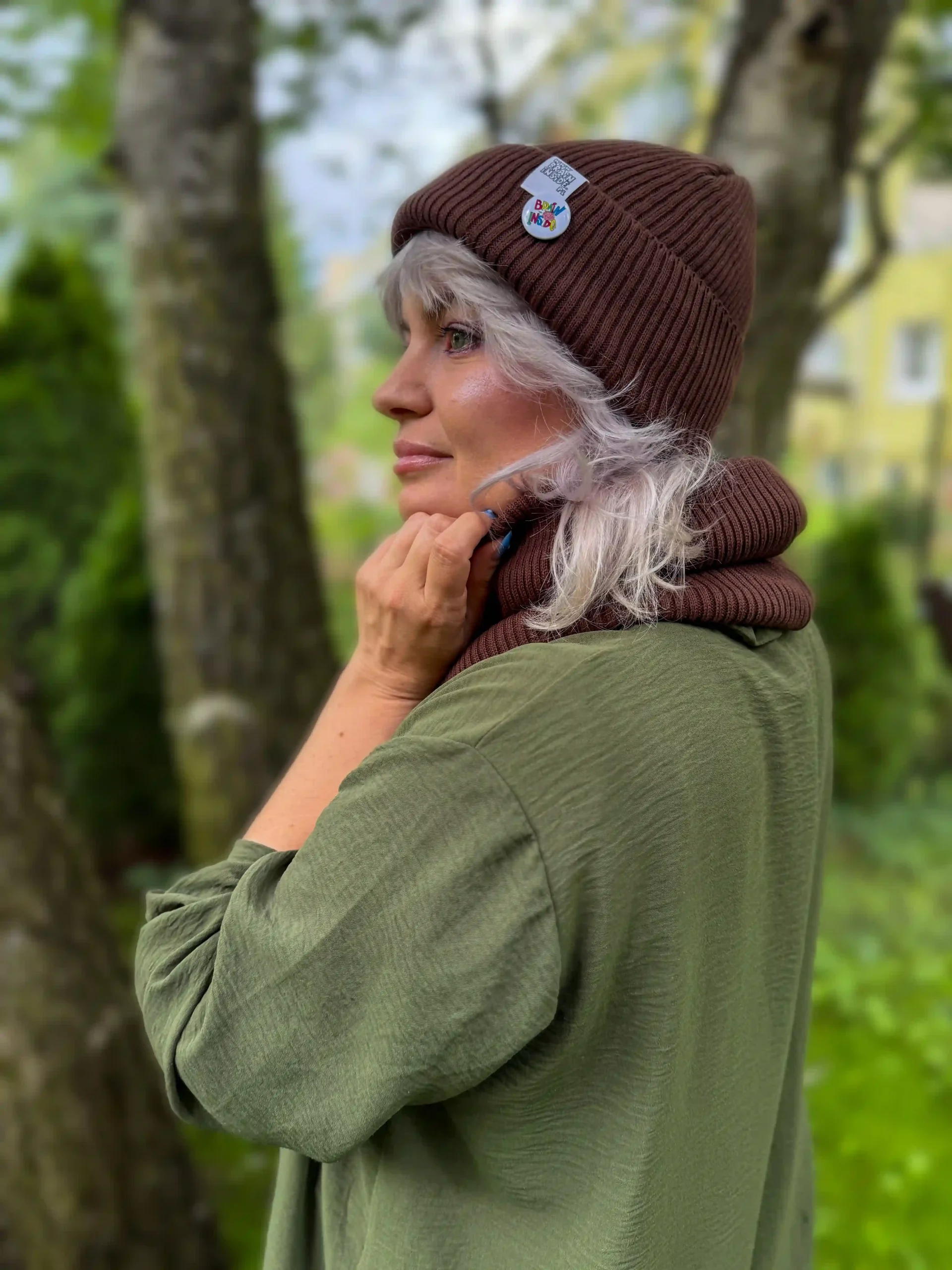 Czapka beanie z bawełny logo kolorowe "Brąz" 42 czapka dokerka scaled 1