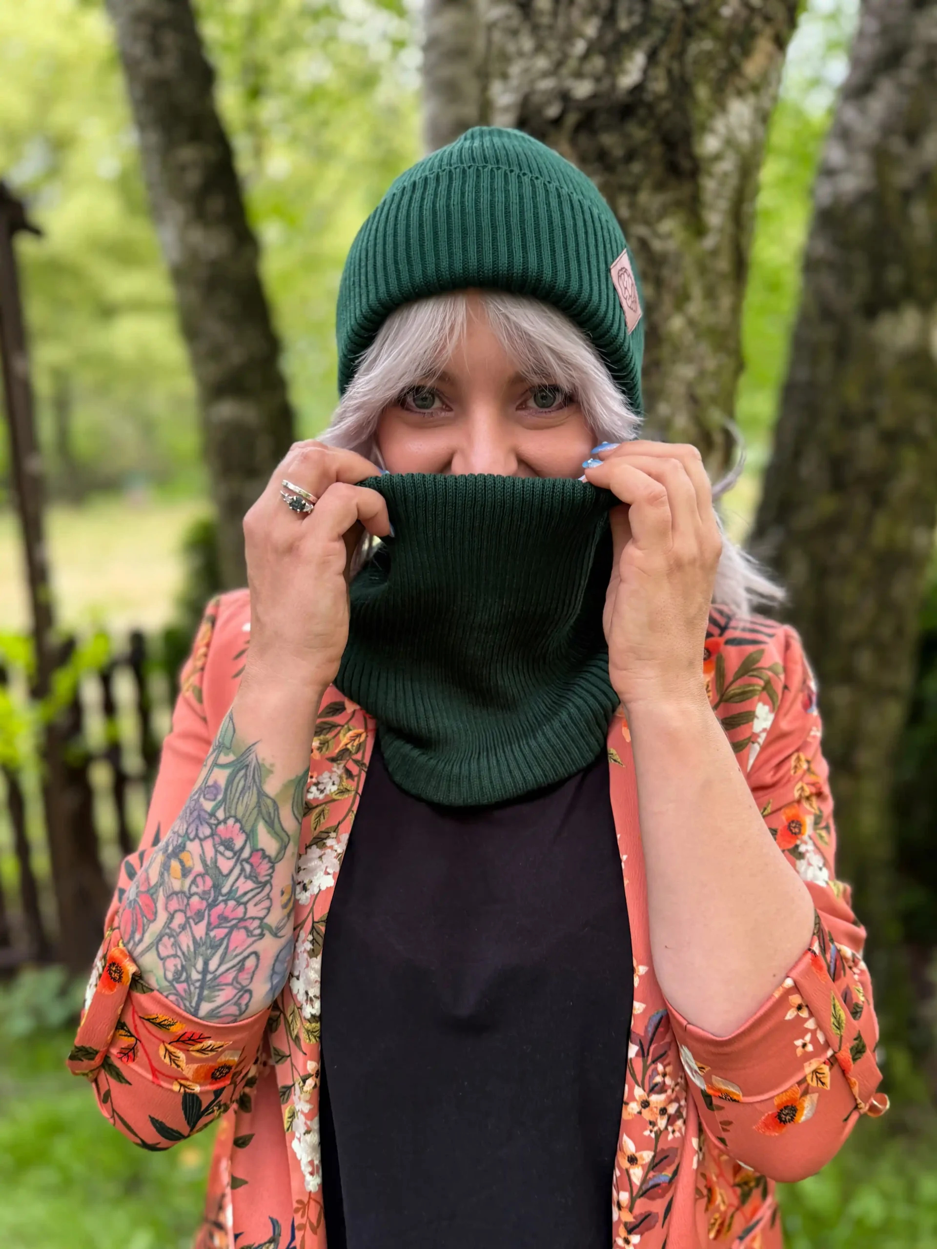 Bawełniana czapka beanie logo ekoskórka "Zielony" 164 czapka fisherman zimowa zielona scaled 1