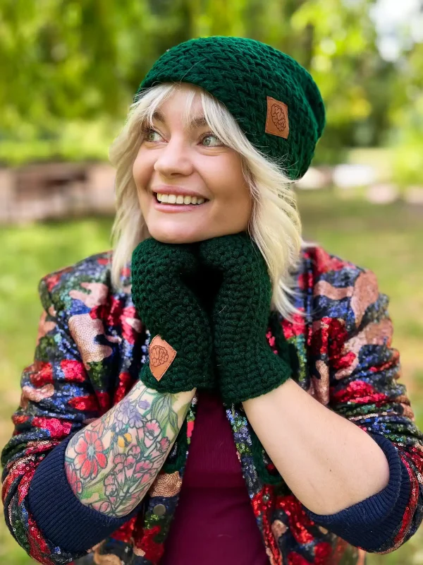 Czapka ręcznie robiona EXPLORER "Ciemny zielony" 7 czapka handmade merino