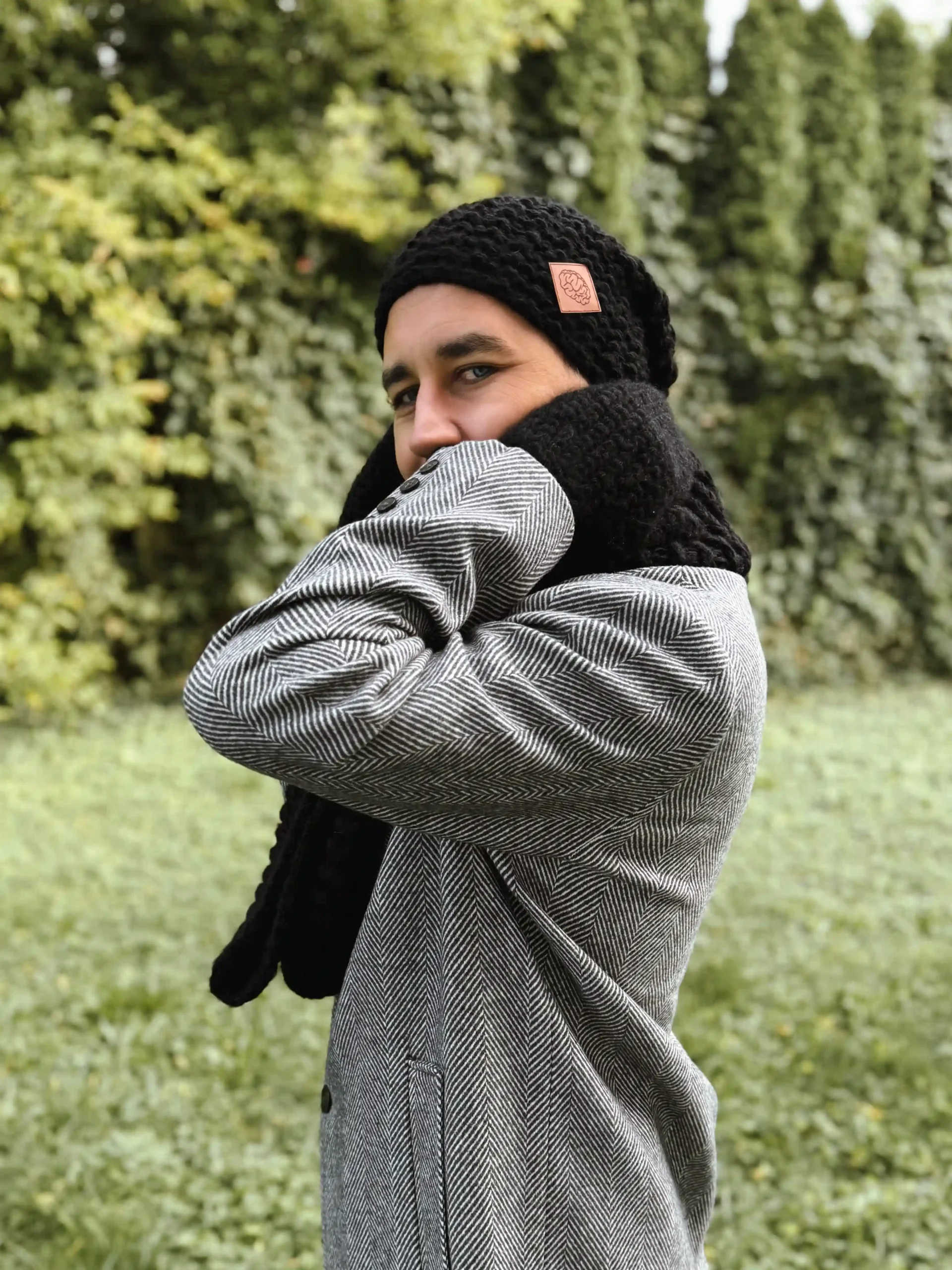 Męska czapka MERINO Neverland "Czarny" + podszewka JEDWAB 57 czapka handmade merino meska czarna scaled 1