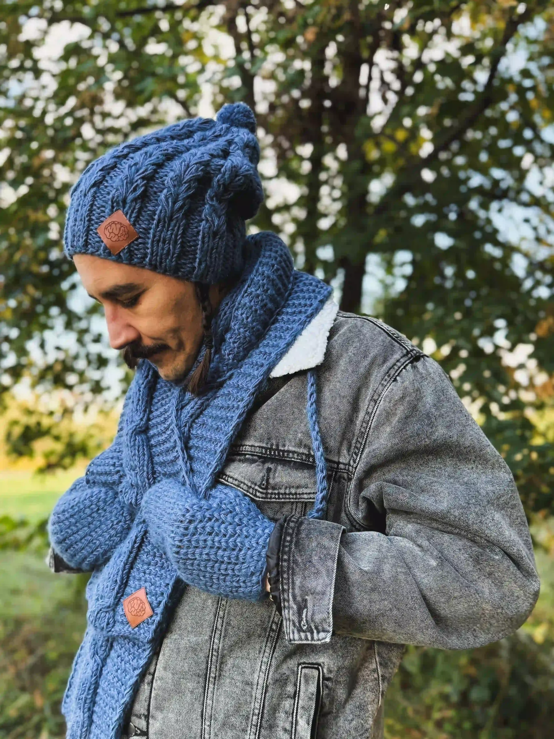 Męska czapka MERINO Smile "Ciemny niebieski" + podszewka JEDWAB 20 czapka handmade meska merino scaled 1