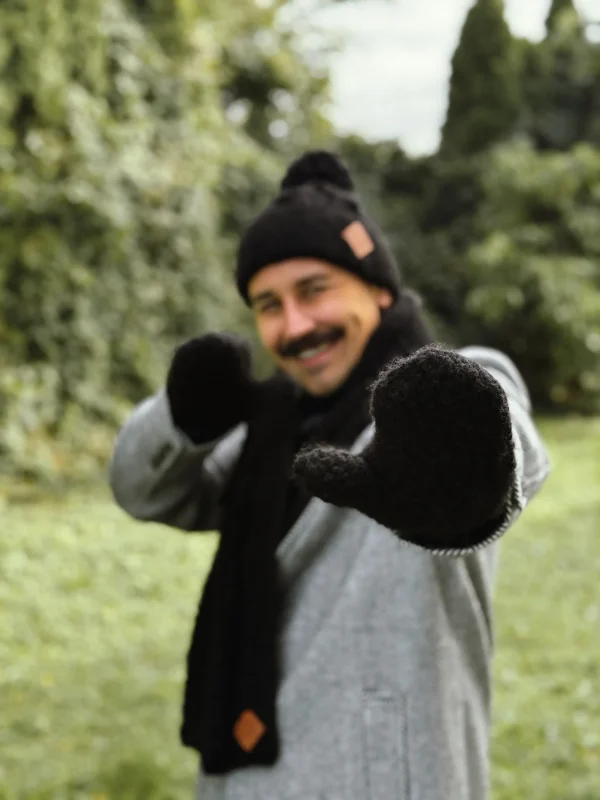 Męska czapka MERINO Euforia "Czarny" 18 czapka i rekawiczki meski zestaw merino scaled 1