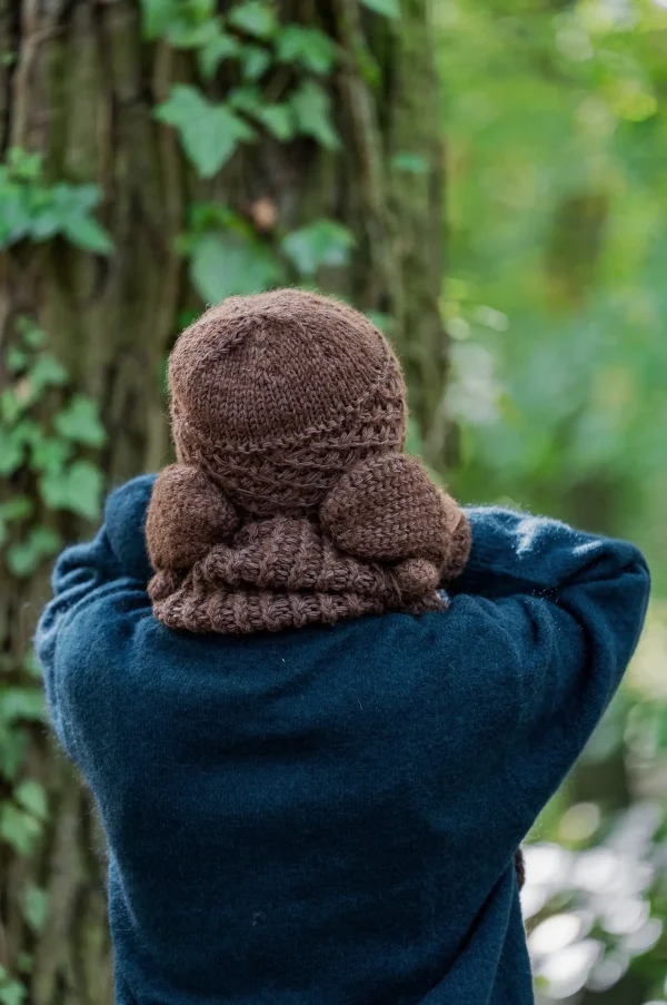 Rękawiczki MERINO "Brąz" 22 czapka jedwabna podszewka merino