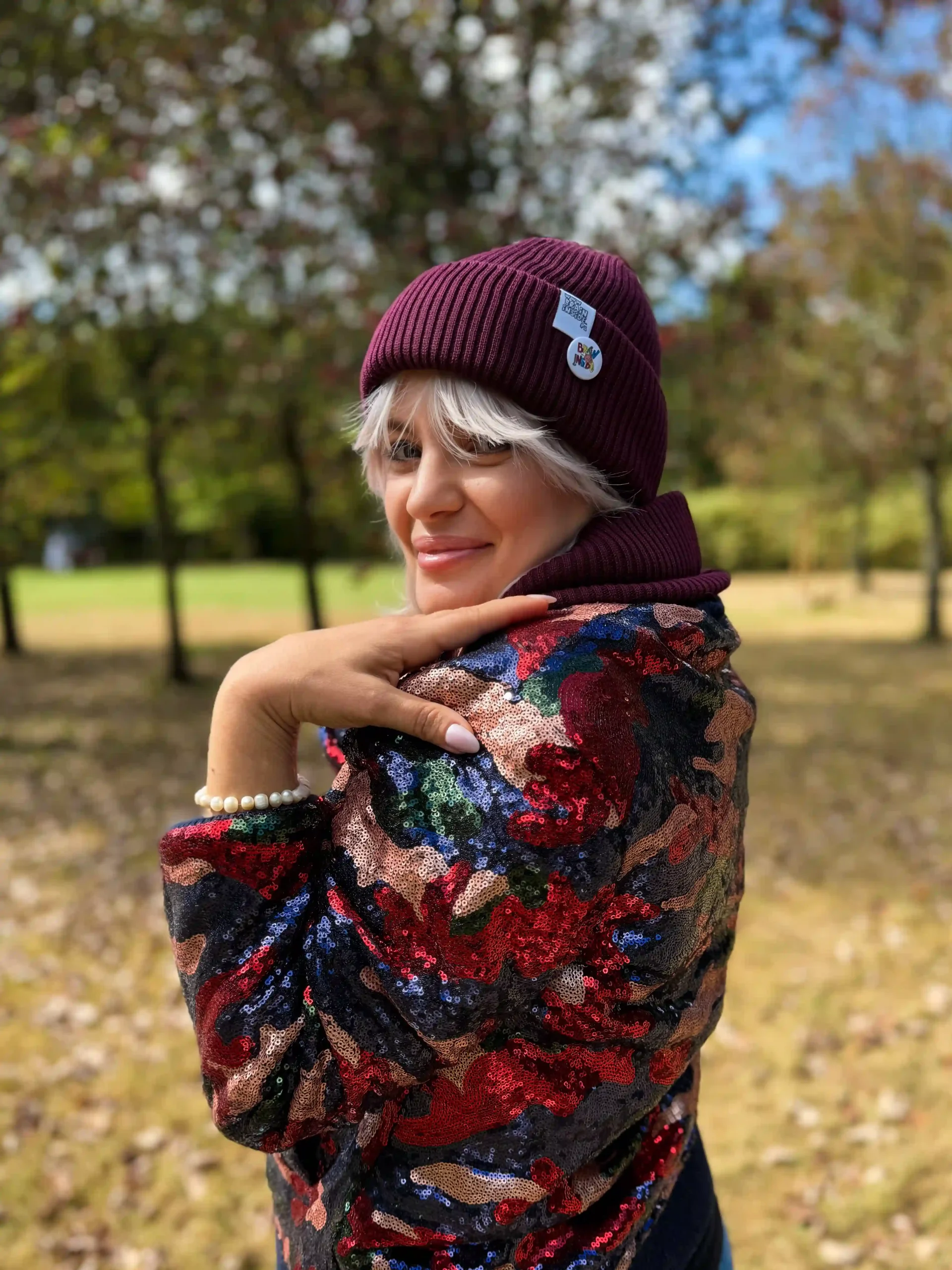 Czapka beanie z bawełny logo kolorowe "Bordo" 189 czapka jesienna beanie bordo scaled 1