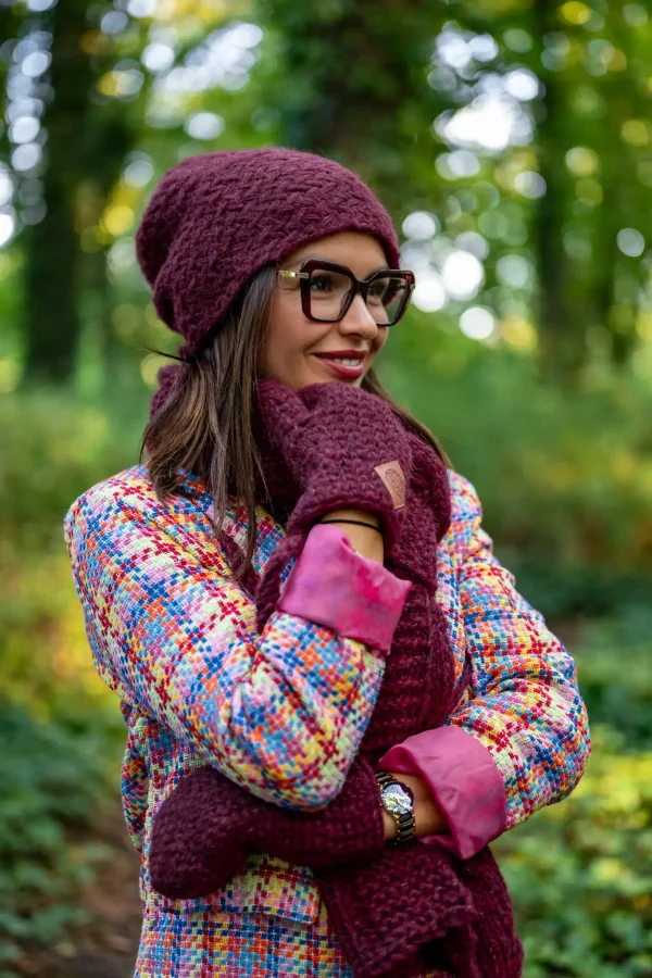 Czapka MERINO Explorer "Bordo" 12 czapka kaszmir bordowa
